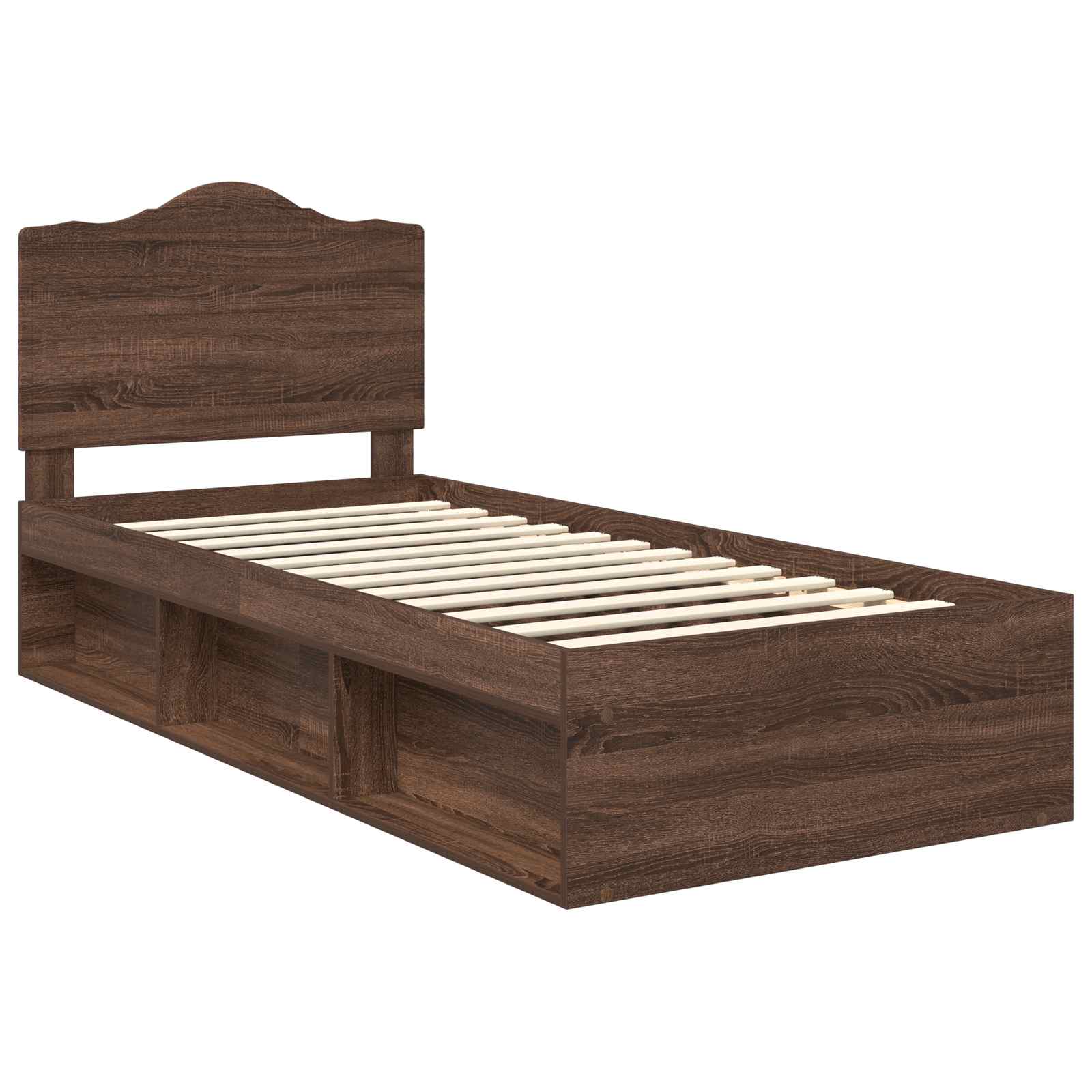 Bedframe Bruin Eiken 90 x 190 cm Massief grenenhout is nu te koop bij PeponiXL, paradijselijk wonen!