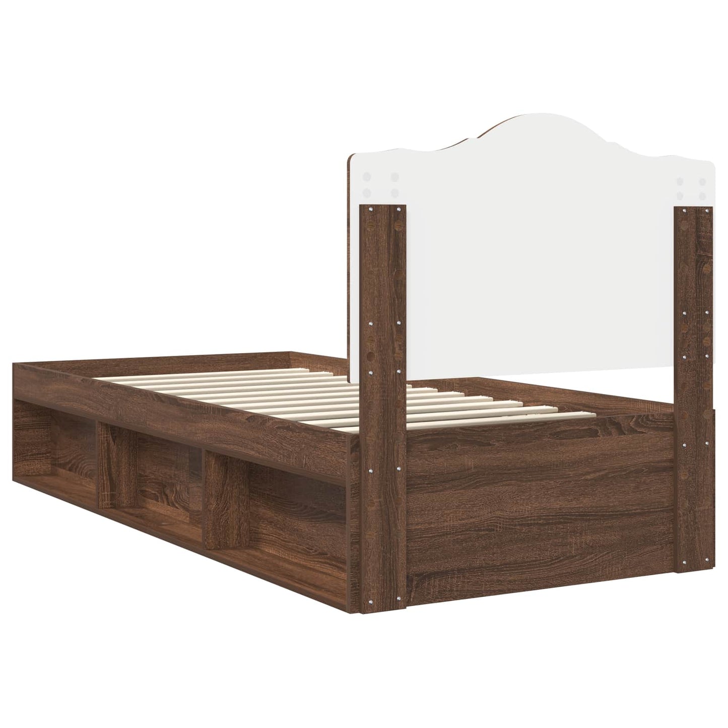 Bedframe Bruin Eiken 90 x 190 cm Massief grenenhout is nu te koop bij PeponiXL, paradijselijk wonen!