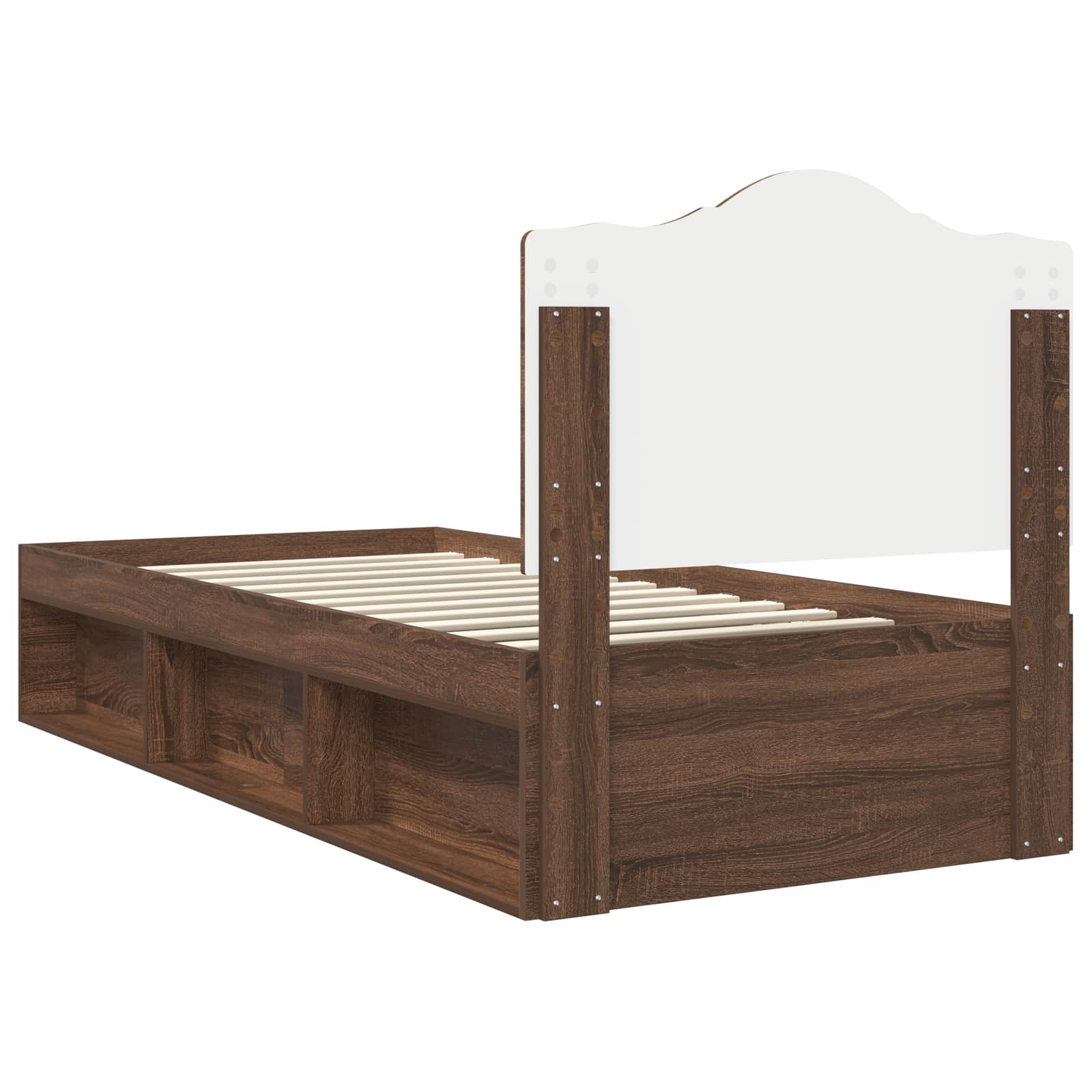 Bedframe Bruin Eiken 90 x 190 cm Massief grenenhout is nu te koop bij PeponiXL, paradijselijk wonen!