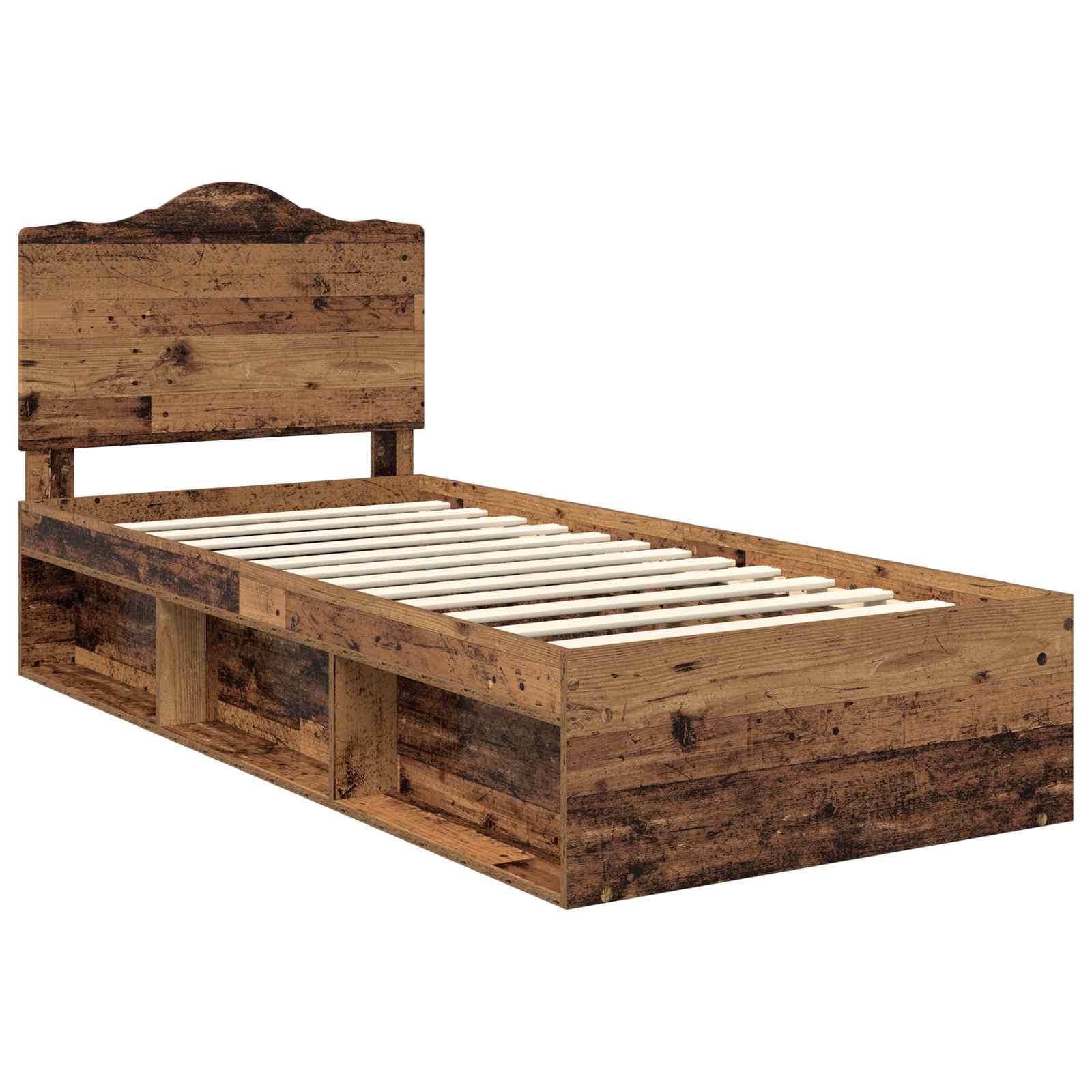 Bedframe met hoofdeinde Oudhout 90 x 190 cm Massief grenenhout is nu te koop bij PeponiXL, paradijselijk wonen!