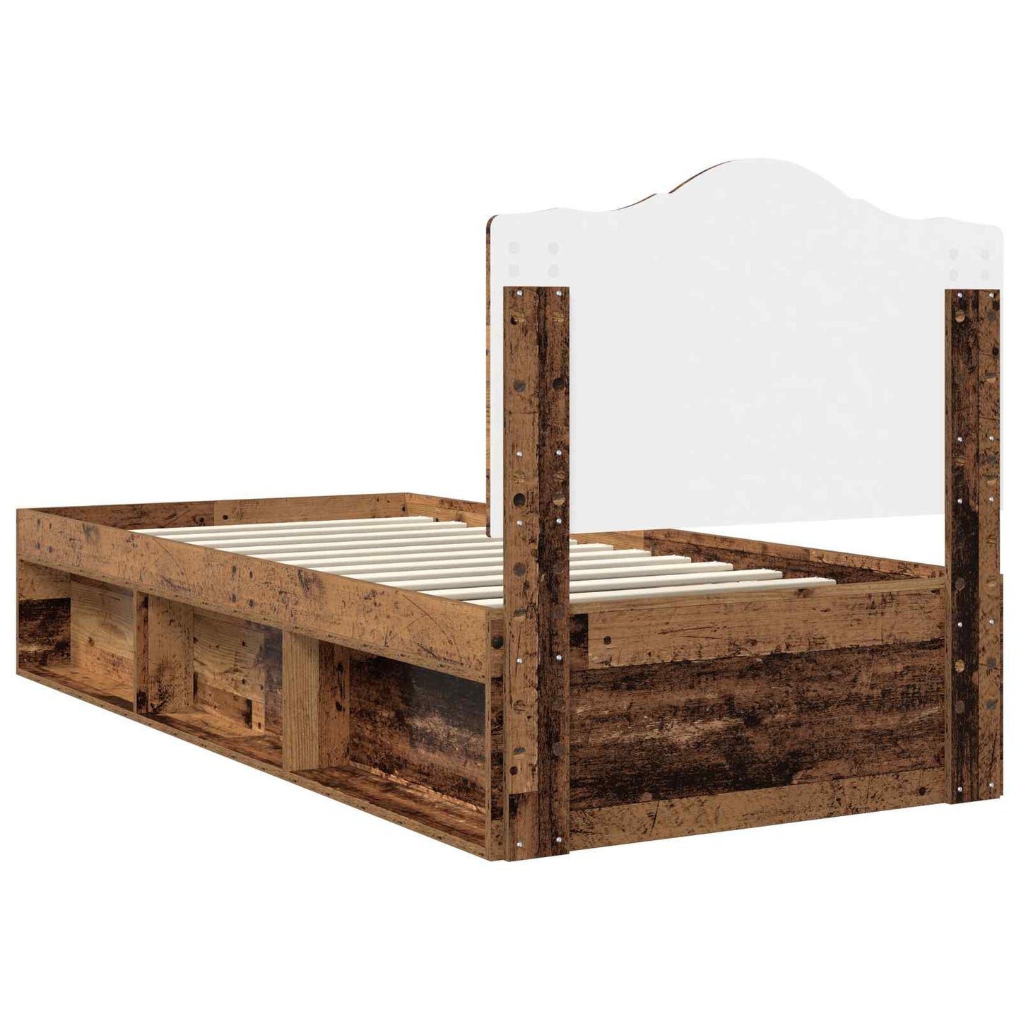 Bedframe met hoofdeinde Oudhout 90 x 190 cm Massief grenenhout is nu te koop bij PeponiXL, paradijselijk wonen!
