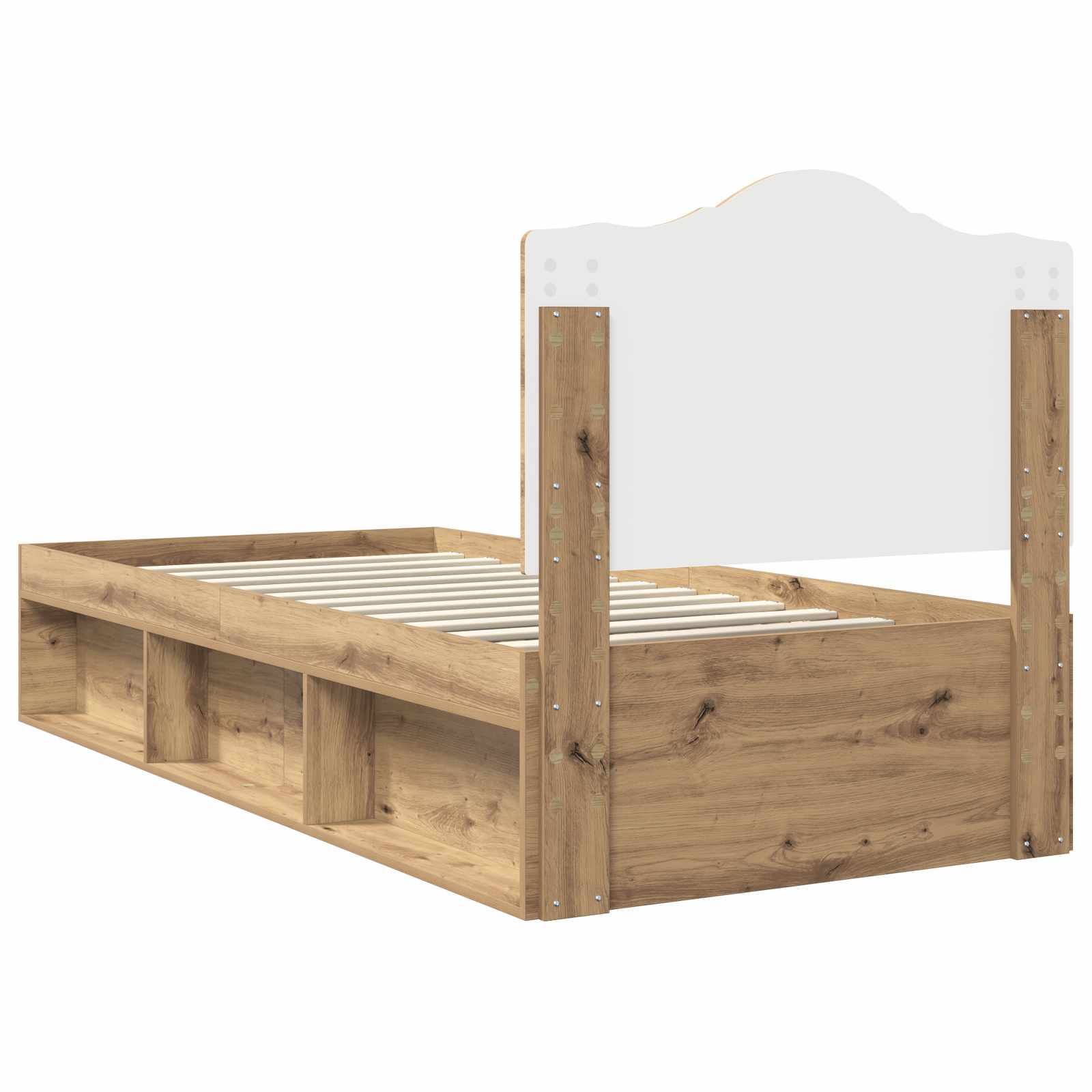 Bedframe Ambachtelijk eiken 90 x 190 cm Massief grenenhout is nu te koop bij PeponiXL, paradijselijk wonen!