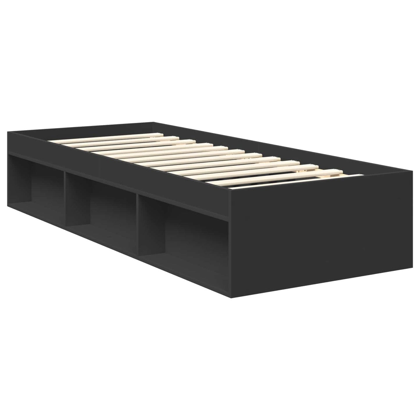 Bedframe met hoofdeinde Zwart 75 x 190 cm Massief grenenhout is nu te koop bij PeponiXL, paradijselijk wonen!
