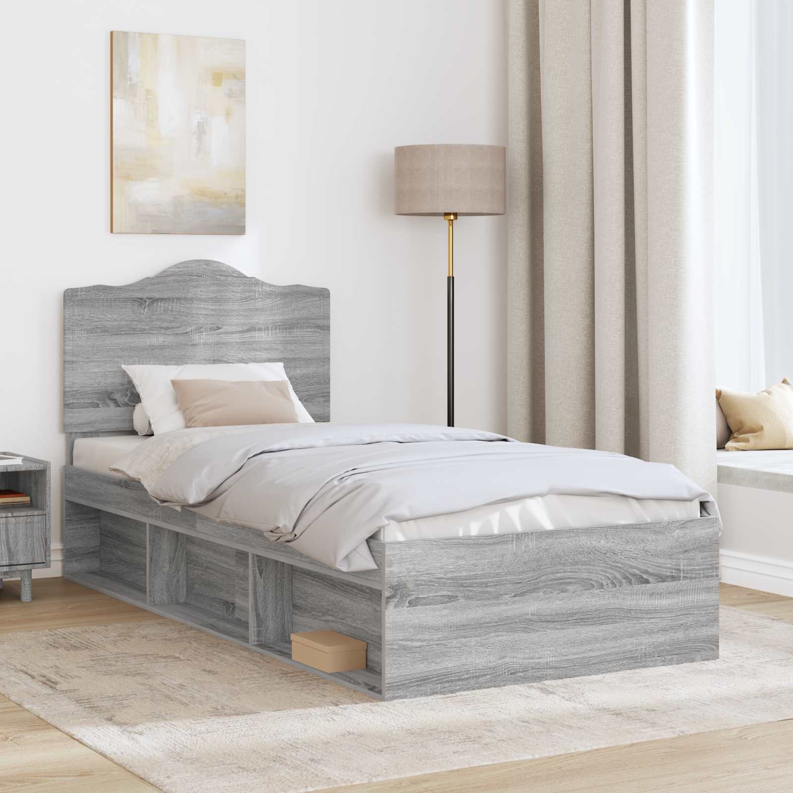 Bedframe Grijs Sonoma 75 x 190 cm Massief grenenhout is nu te koop bij PeponiXL, paradijselijk wonen!