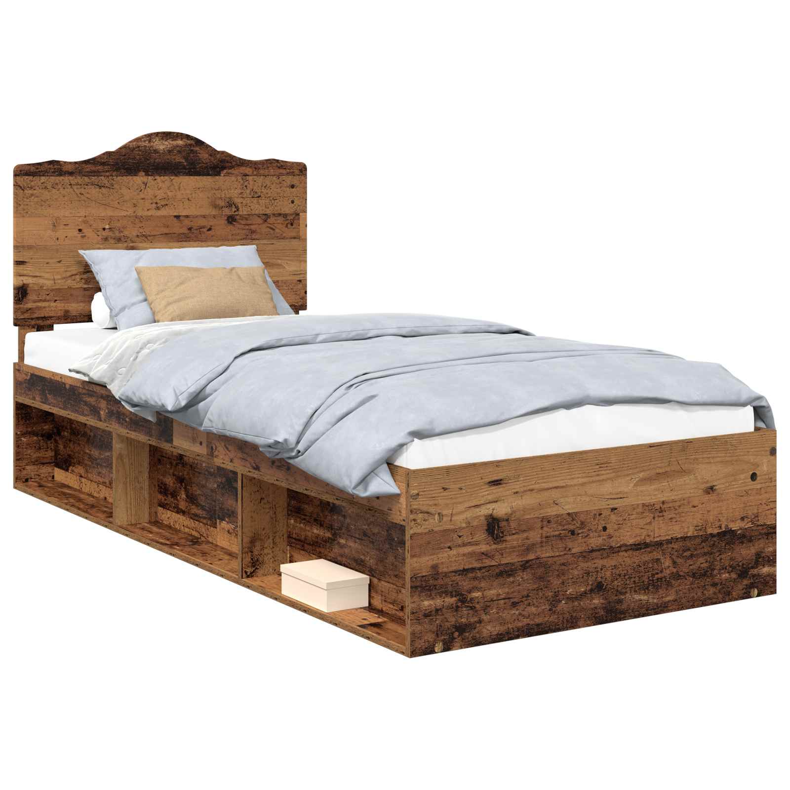 Bedframe met hoofdeinde Oudhout 75 x 190 cm Massief grenenhout is nu te koop bij PeponiXL, paradijselijk wonen!