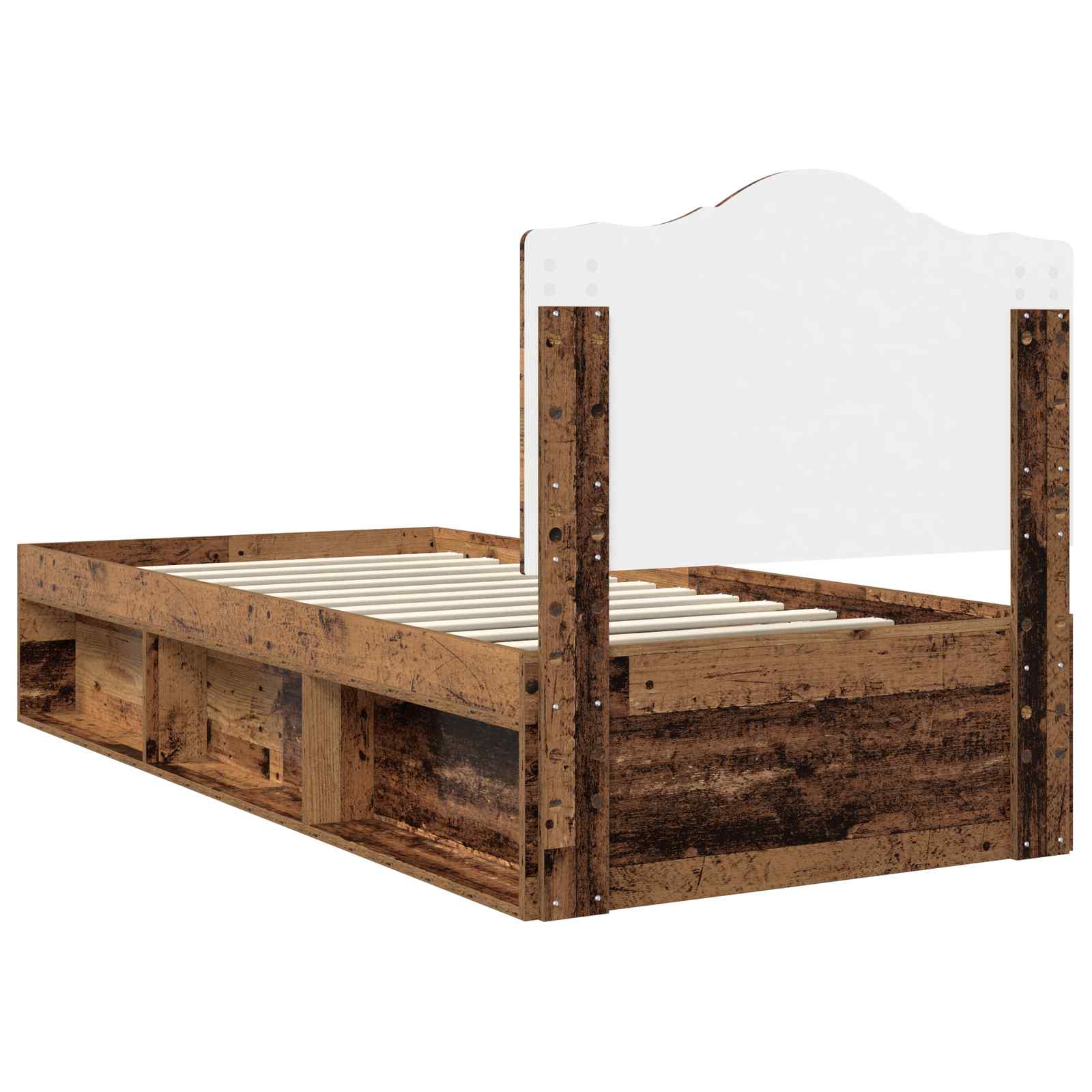 Bedframe met hoofdeinde Oudhout 75 x 190 cm Massief grenenhout is nu te koop bij PeponiXL, paradijselijk wonen!