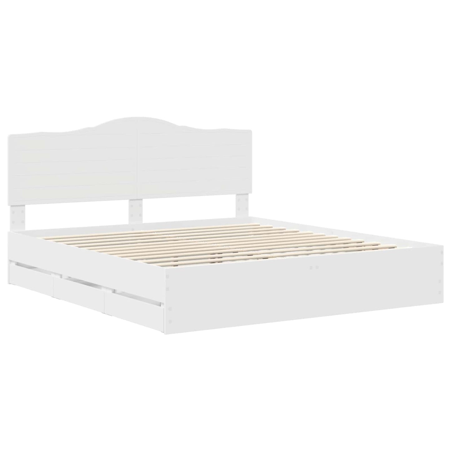 Bedframe met lade met opslag Wit 200 x 200 cm Ingenieurshout is nu te koop bij PeponiXL, paradijselijk wonen!