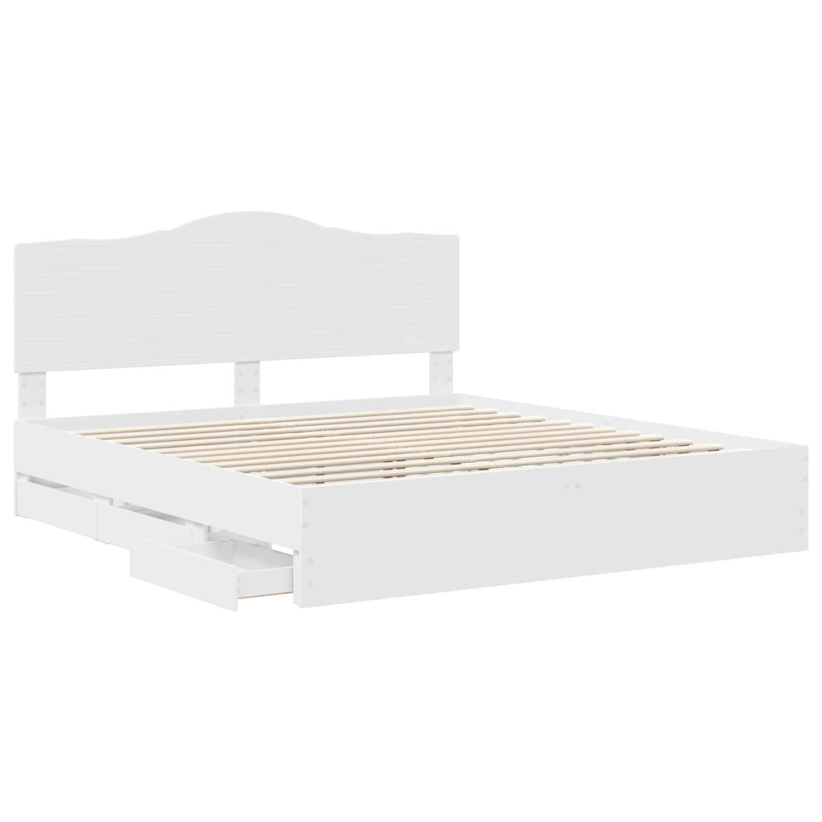 Bedframe met lade met opslag Wit 200 x 200 cm Ingenieurshout is nu te koop bij PeponiXL, paradijselijk wonen!
