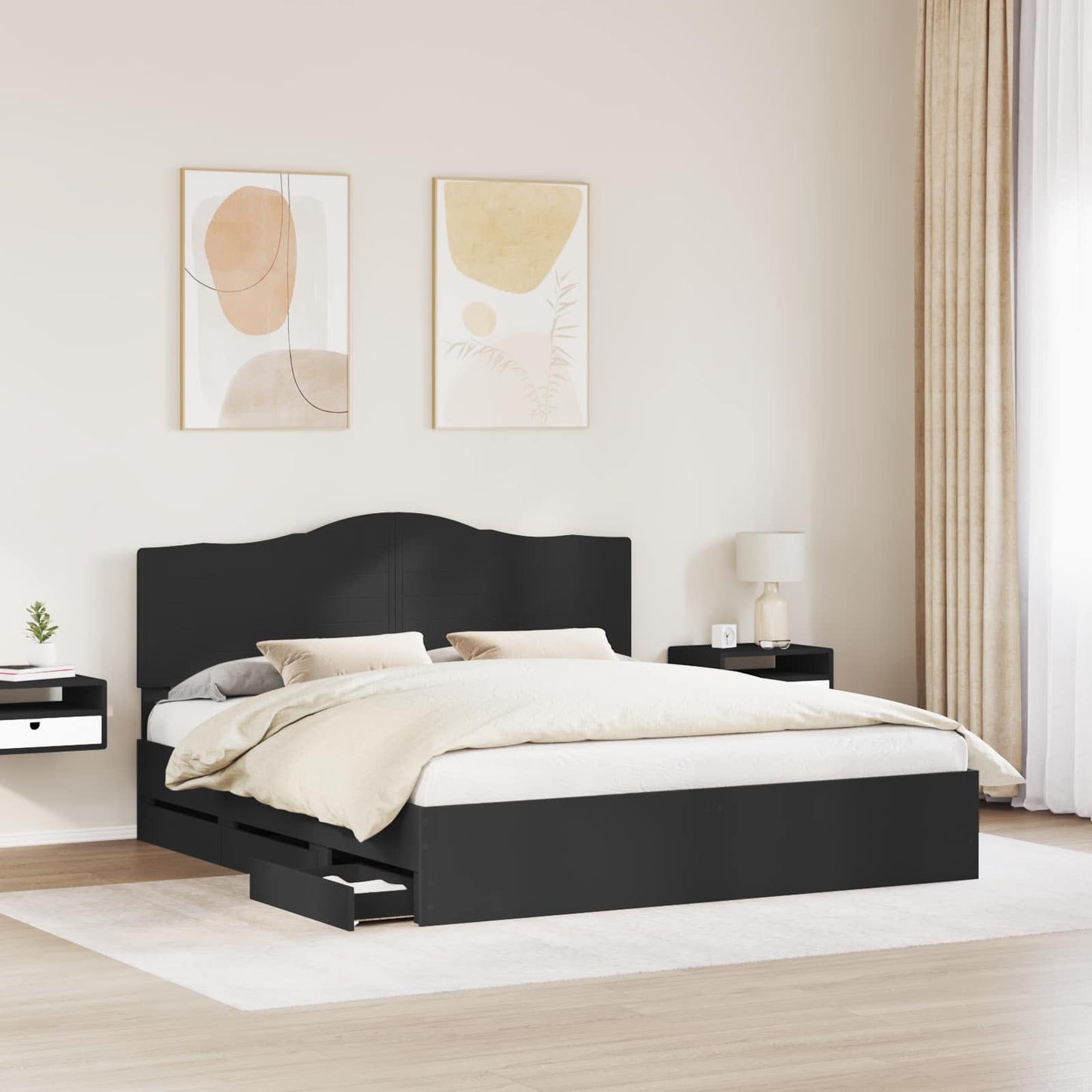 Bedframe met lade met opslag Zwart 200 x 200 cm Ingenieurshout is nu te koop bij PeponiXL, paradijselijk wonen!