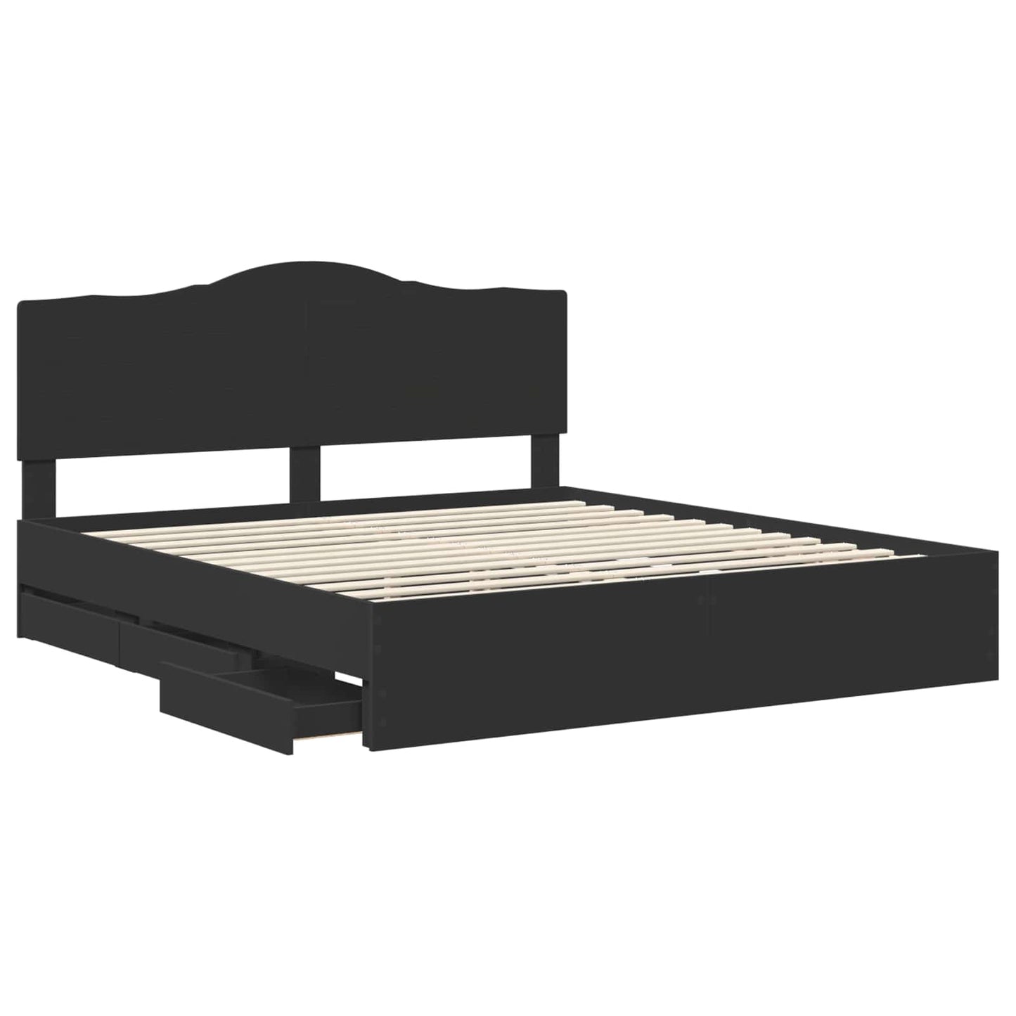Bedframe met lade met opslag Zwart 200 x 200 cm Ingenieurshout is nu te koop bij PeponiXL, paradijselijk wonen!