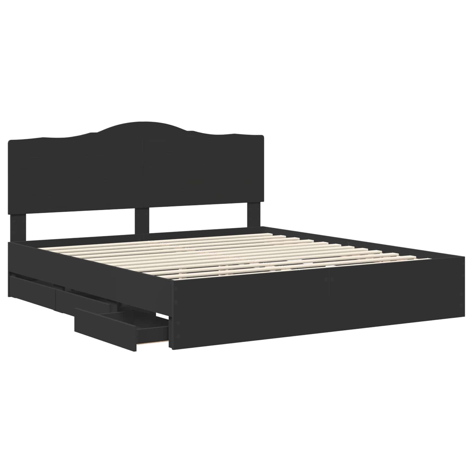 Bedframe met lade met opslag Zwart 200 x 200 cm Ingenieurshout is nu te koop bij PeponiXL, paradijselijk wonen!
