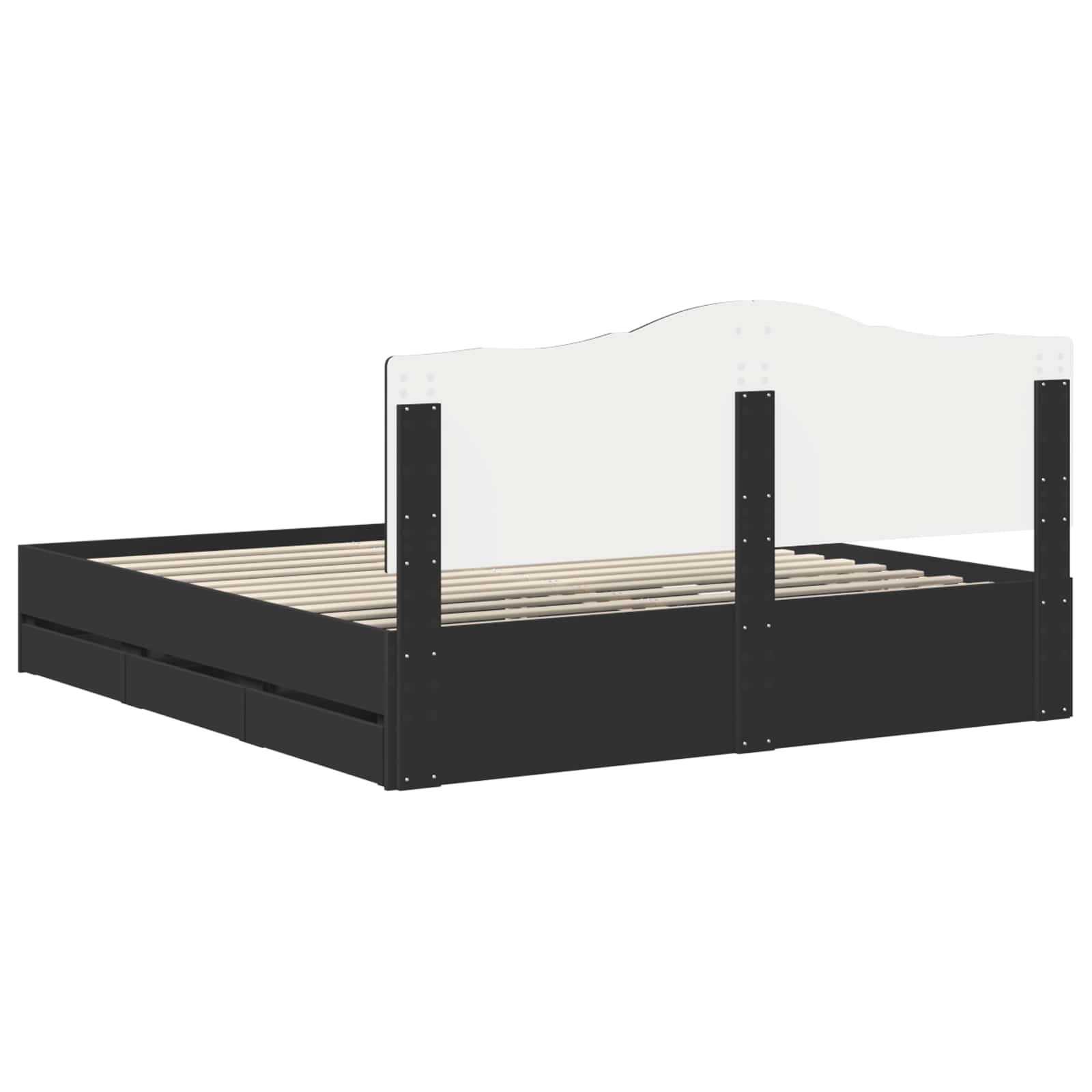 Bedframe met lade met opslag Zwart 200 x 200 cm Ingenieurshout is nu te koop bij PeponiXL, paradijselijk wonen!