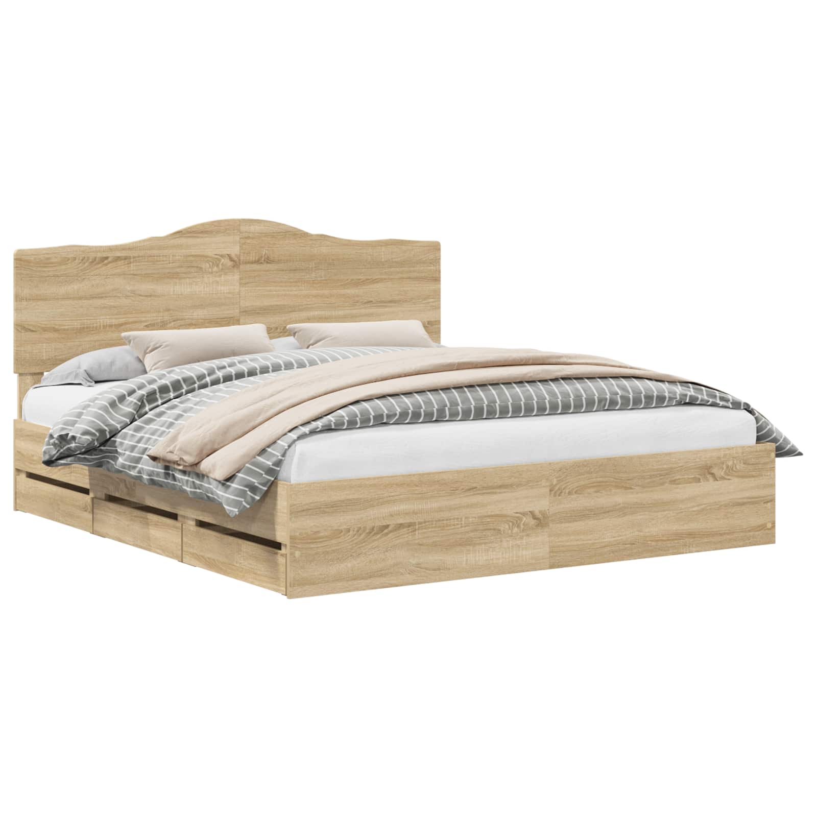 Bedframe met lade Sonoma Eiken 200 x 200 cm Ingenieurshout is nu te koop bij PeponiXL, paradijselijk wonen!