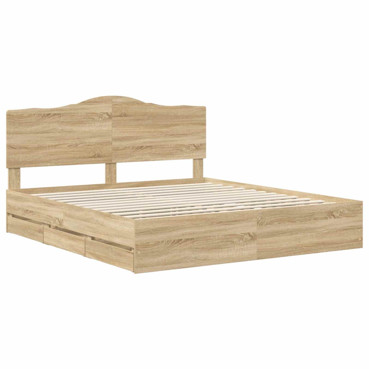 Bedframe met lade Sonoma Eiken 200 x 200 cm Ingenieurshout is nu te koop bij PeponiXL, paradijselijk wonen!