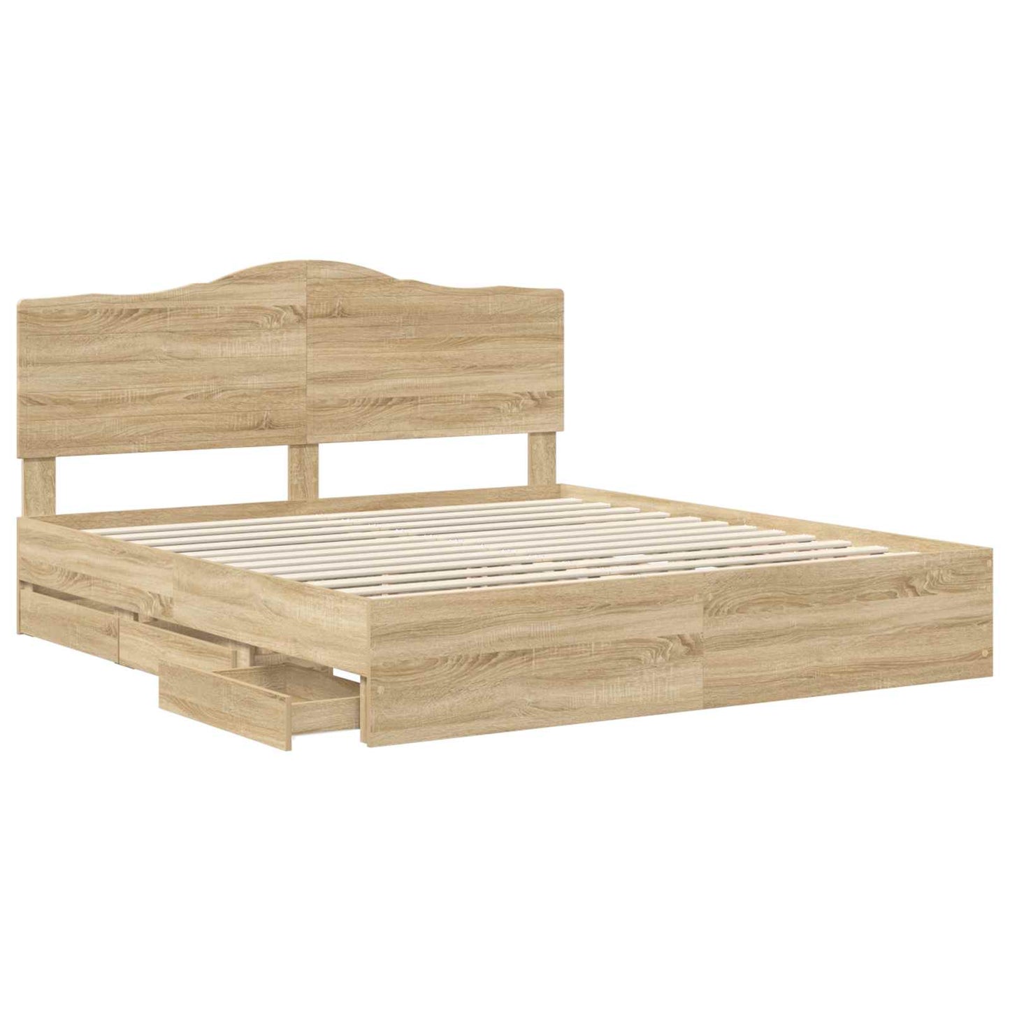 Bedframe met lade Sonoma Eiken 200 x 200 cm Ingenieurshout is nu te koop bij PeponiXL, paradijselijk wonen!