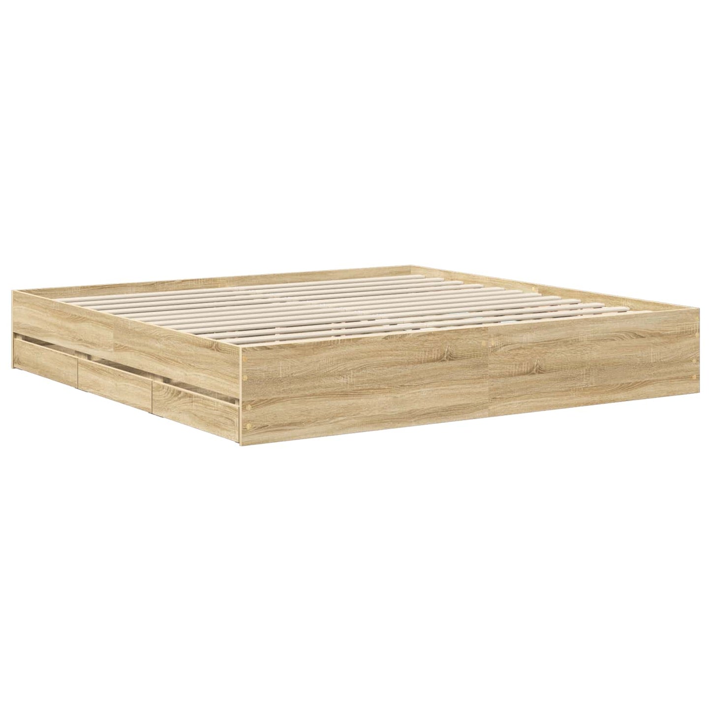 Bedframe met lade Sonoma Eiken 200 x 200 cm Ingenieurshout is nu te koop bij PeponiXL, paradijselijk wonen!