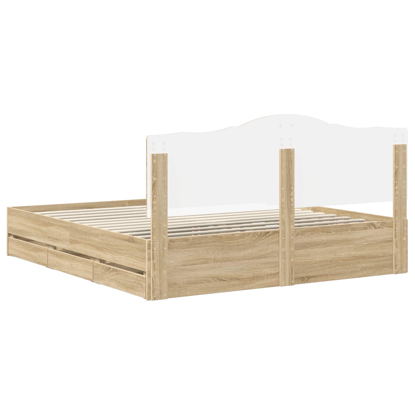 Bedframe met lade Sonoma Eiken 200 x 200 cm Ingenieurshout is nu te koop bij PeponiXL, paradijselijk wonen!