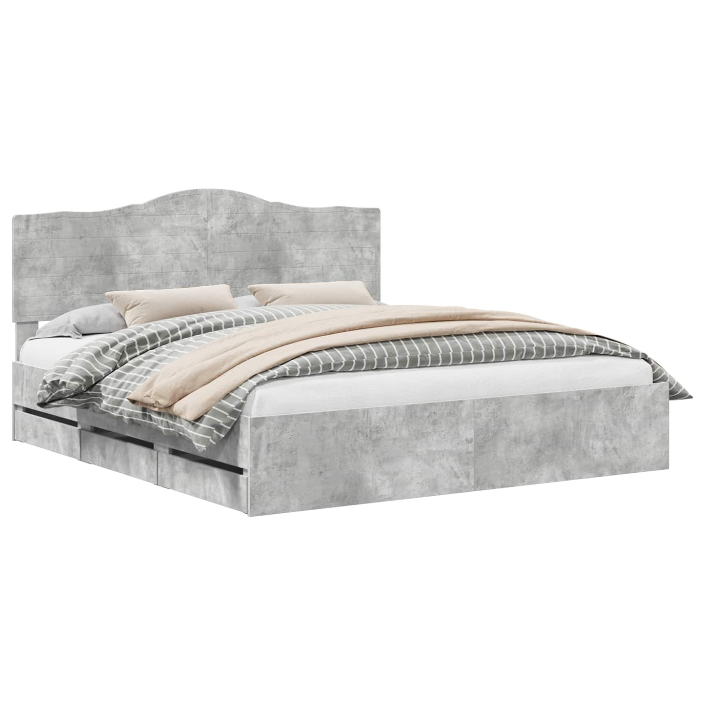Bedframe met lade Beton Grijs 200 x 200 cm Ingenieurshout is nu te koop bij PeponiXL, paradijselijk wonen!