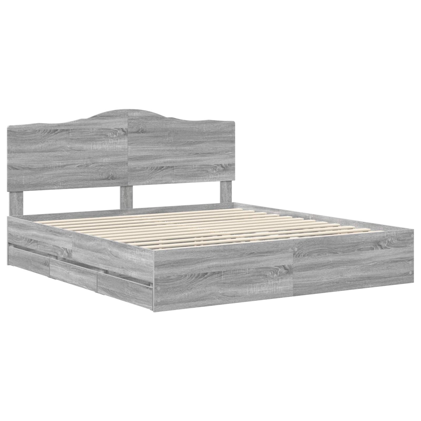 Bedframe met lade Grijs sonoma 200 x 200 cm Ingenieurshout is nu te koop bij PeponiXL, paradijselijk wonen!