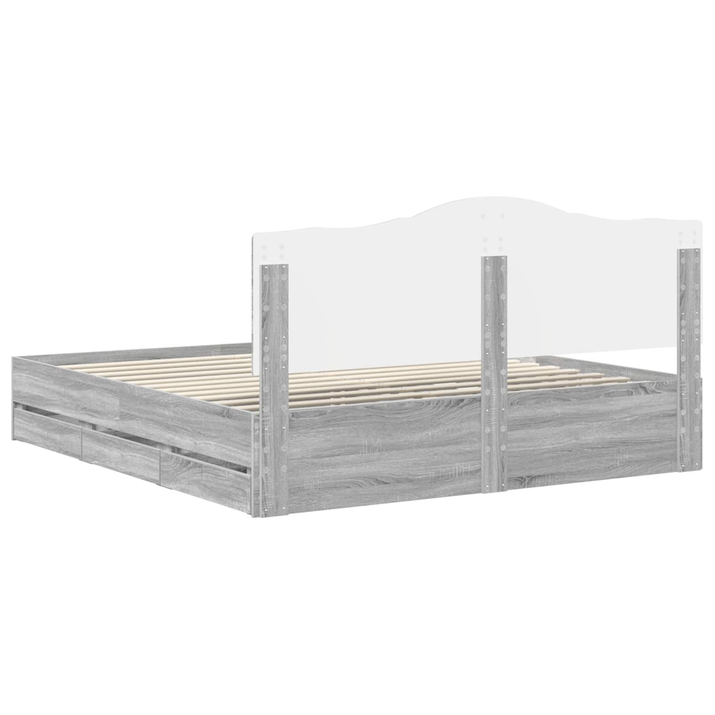 Bedframe met lade Grijs sonoma 200 x 200 cm Ingenieurshout is nu te koop bij PeponiXL, paradijselijk wonen!