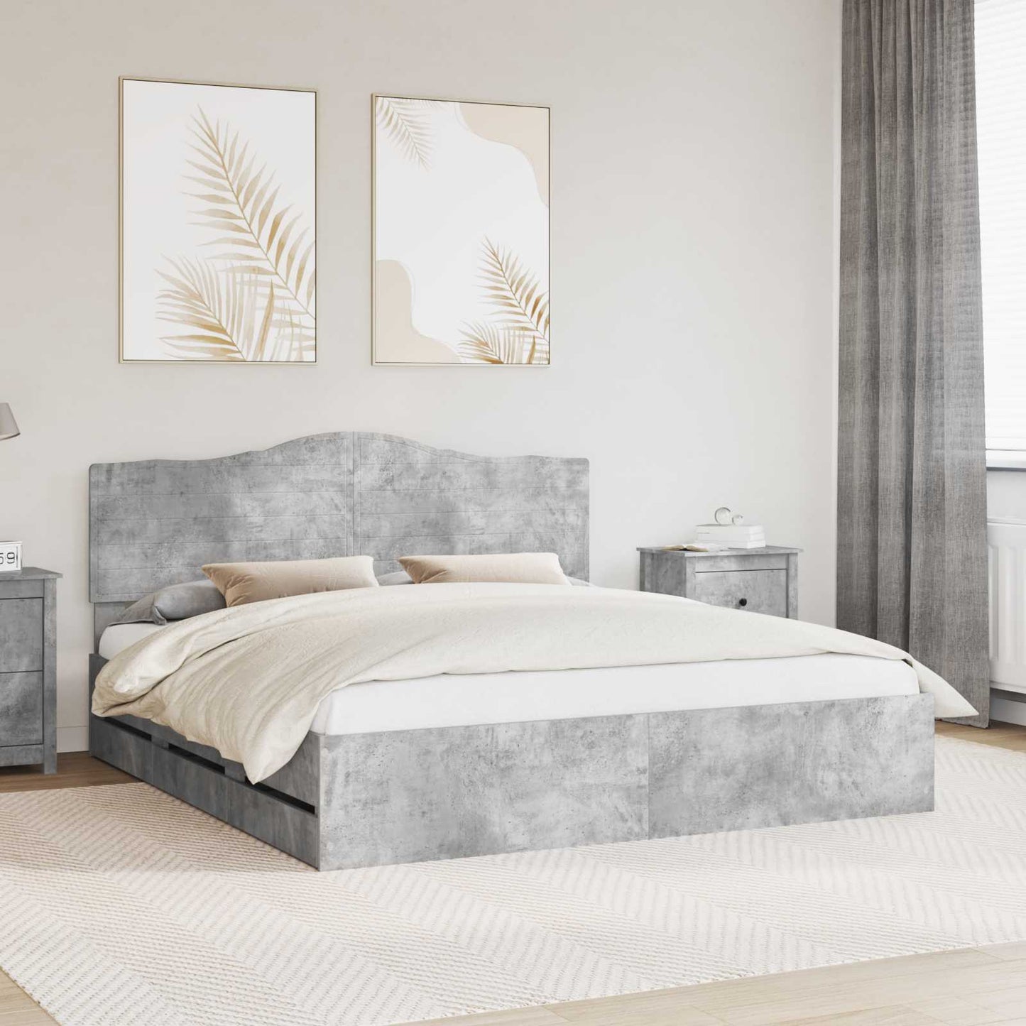 Bedframe met lade Betongrijs 180 x 200 cm Ingenieurshout is nu te koop bij PeponiXL, paradijselijk wonen!