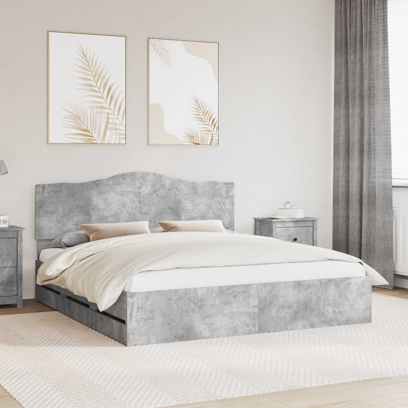 Bedframe met lade Betongrijs 180 x 200 cm Ingenieurshout is nu te koop bij PeponiXL, paradijselijk wonen!