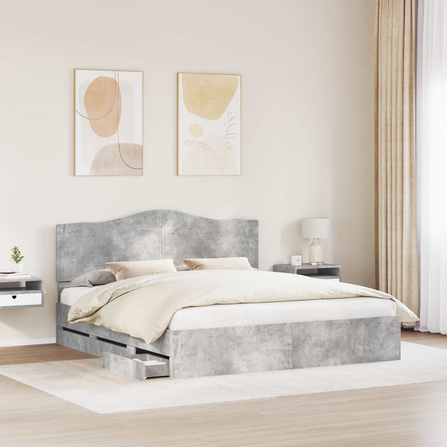 Bedframe met lade Betongrijs 180 x 200 cm Ingenieurshout is nu te koop bij PeponiXL, paradijselijk wonen!