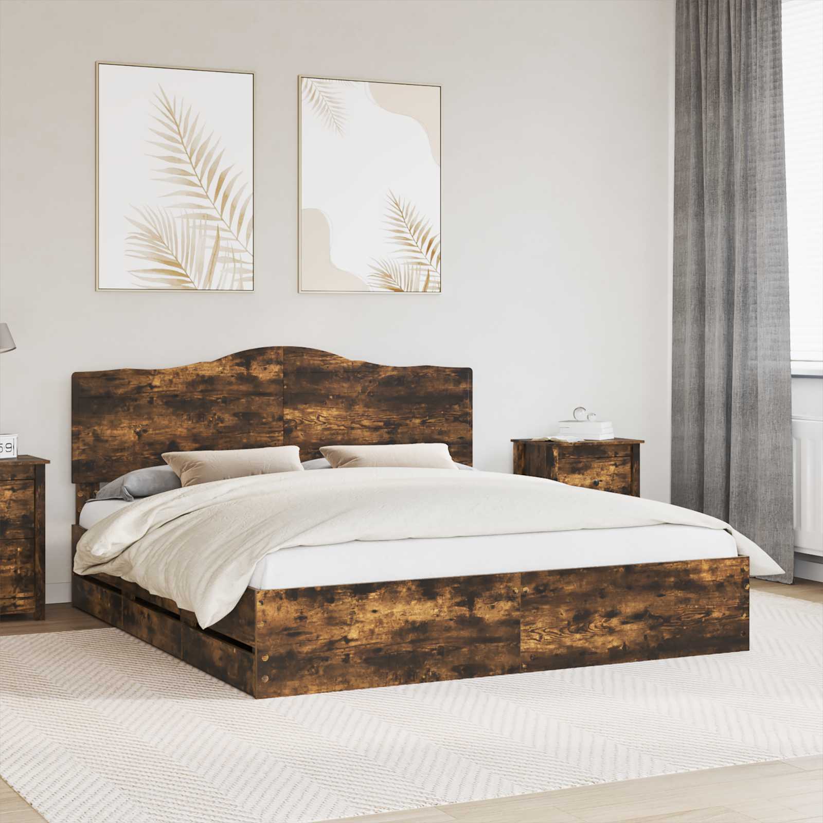Bedframe met lade Gerookt eiken 180 x 200 cm Ingenieurshout is nu te koop bij PeponiXL, paradijselijk wonen!