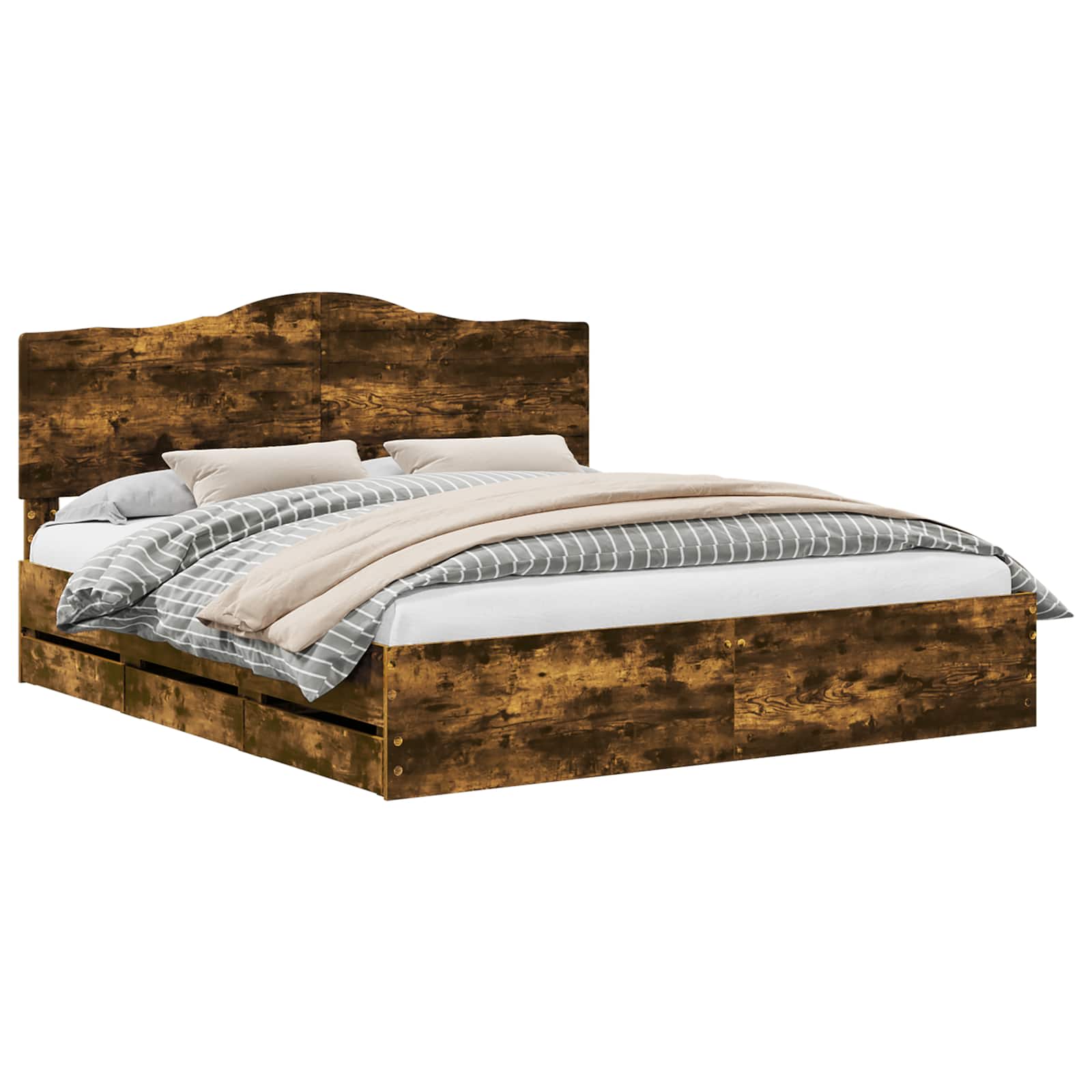 Bedframe met lade Gerookt eiken 180 x 200 cm Ingenieurshout is nu te koop bij PeponiXL, paradijselijk wonen!