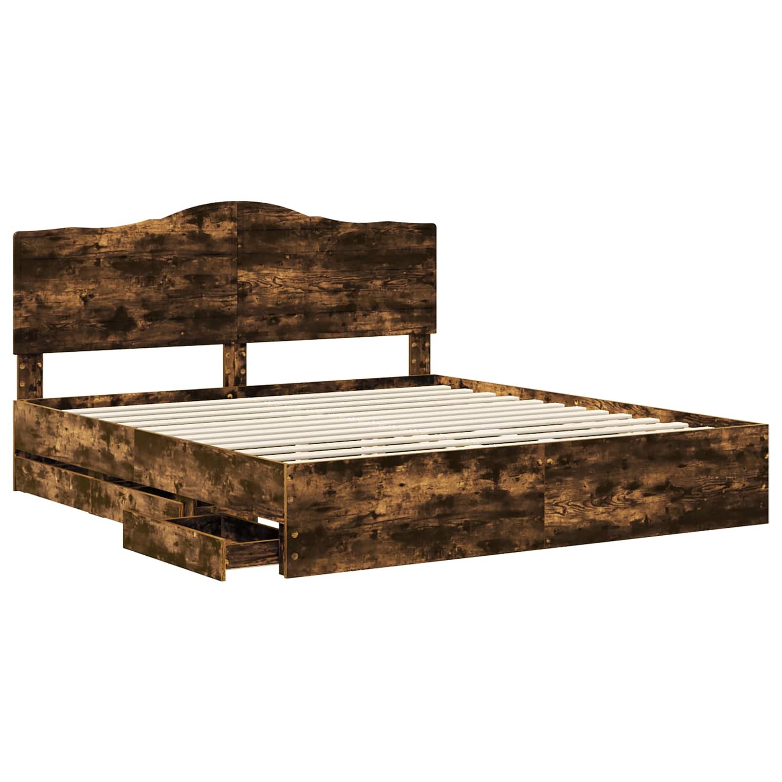 Bedframe met lade Gerookt eiken 180 x 200 cm Ingenieurshout is nu te koop bij PeponiXL, paradijselijk wonen!