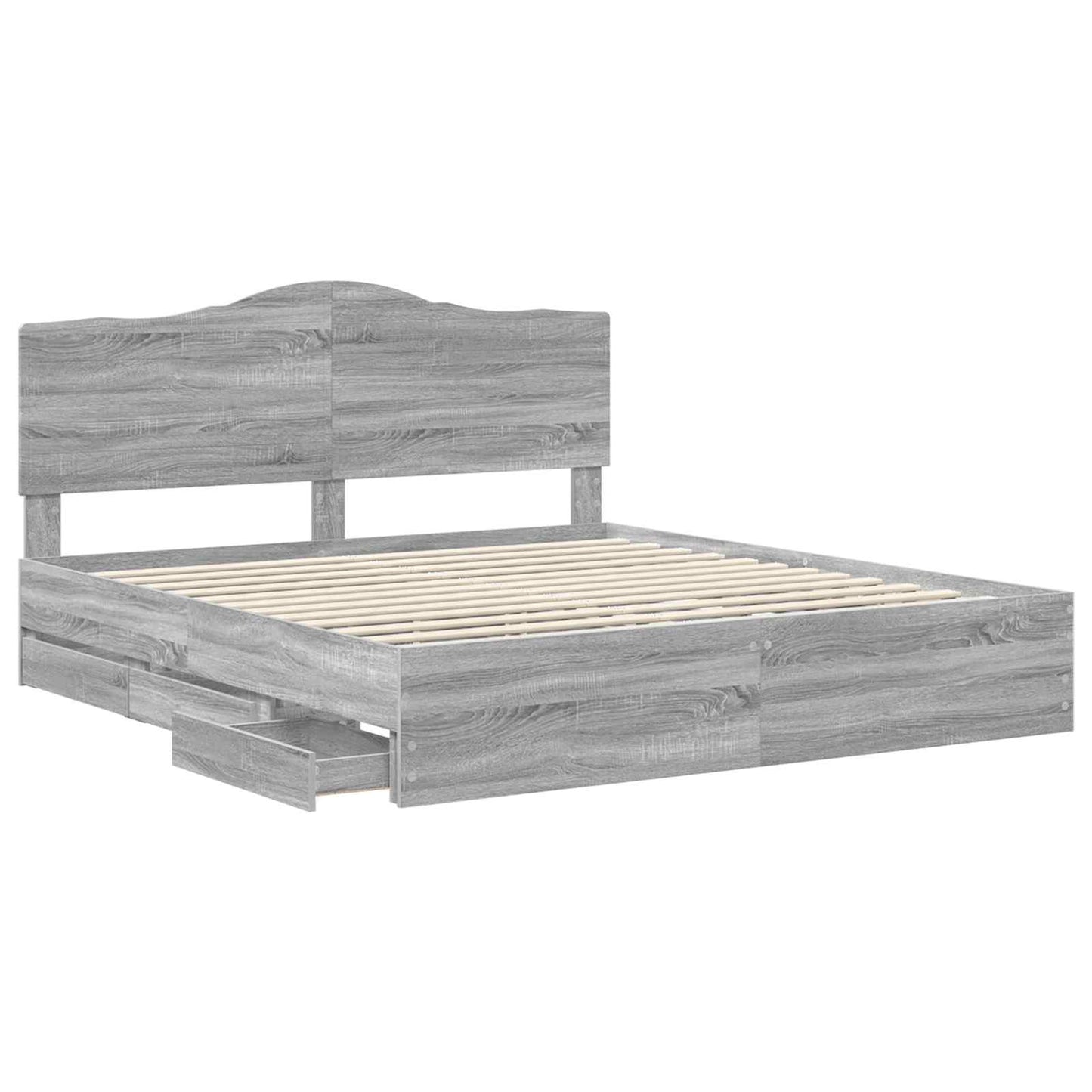Bedframe met lade Grijs sonoma 180 x 200 cm Ingenieurshout is nu te koop bij PeponiXL, paradijselijk wonen!
