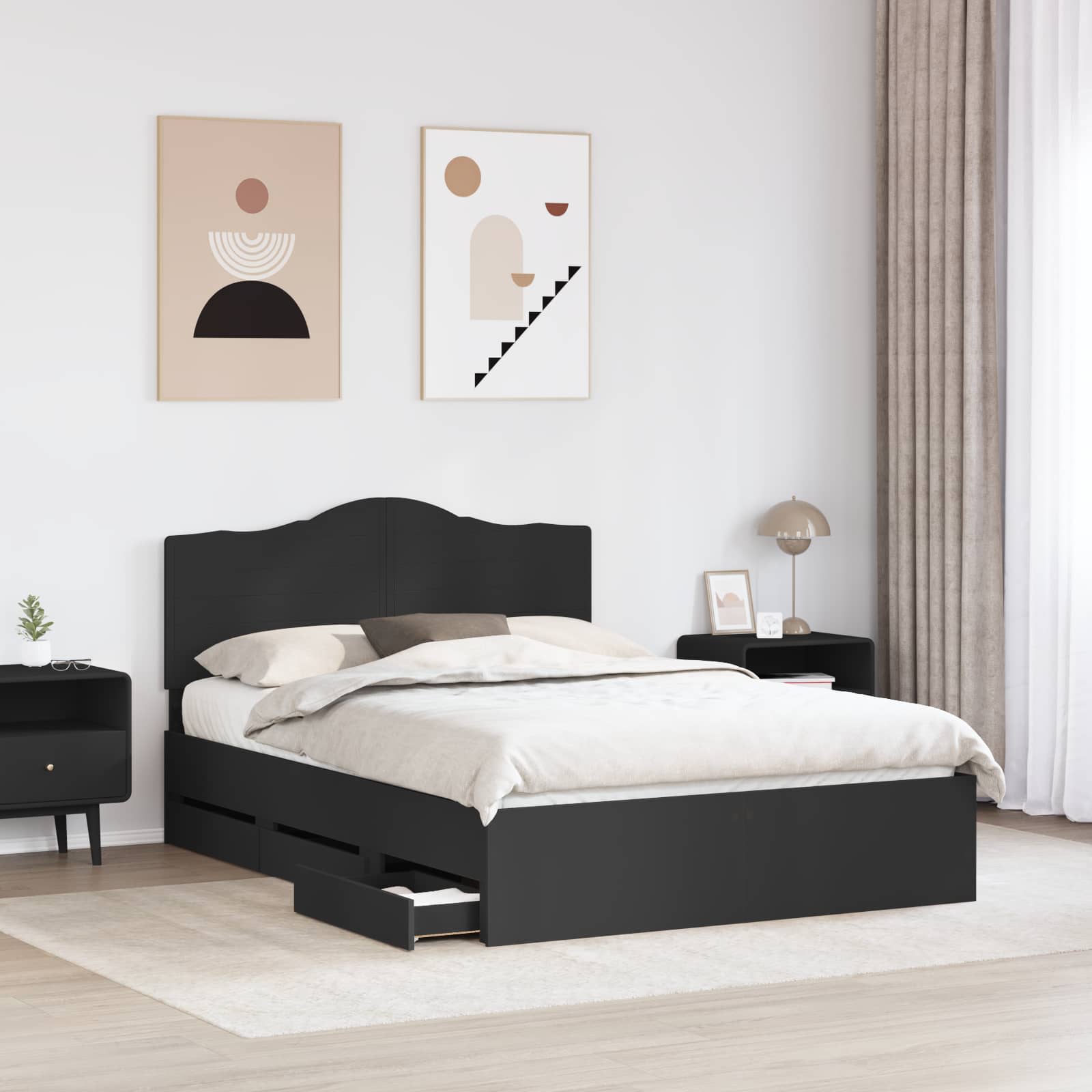 Bedframe met lade met opslag Zwart 160 x 200 cm Ingenieurshout is nu te koop bij PeponiXL, paradijselijk wonen!