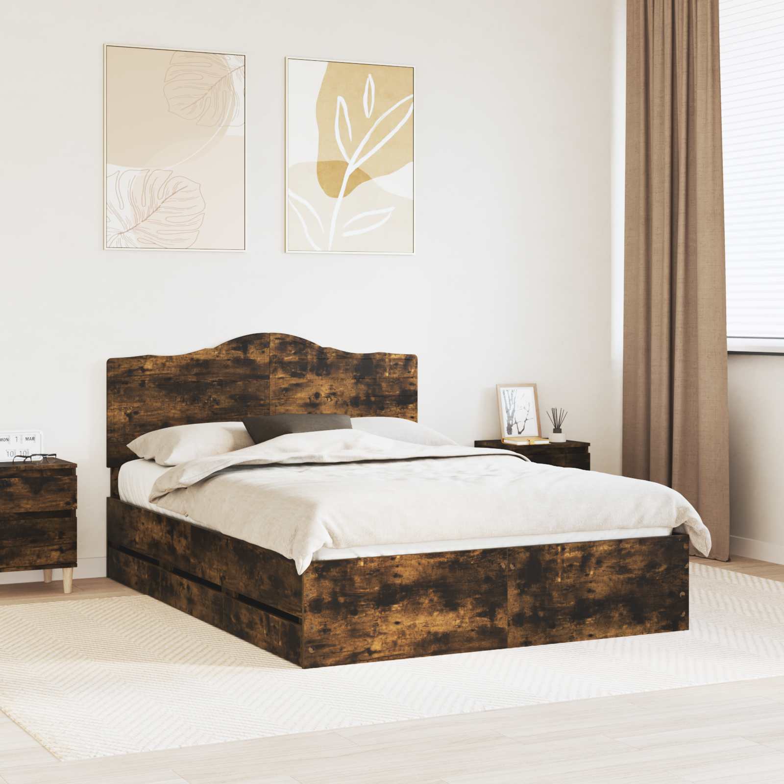 Bedframe met lade Gerookt eiken 160 x 200 cm Ingenieurshout is nu te koop bij PeponiXL, paradijselijk wonen!
