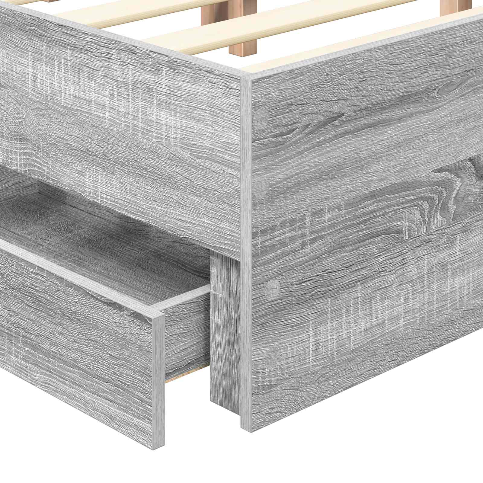 Bedframe met lade Grijze Sonoma 160 x 200 cm Ingenieurshout is nu te koop bij PeponiXL, paradijselijk wonen!