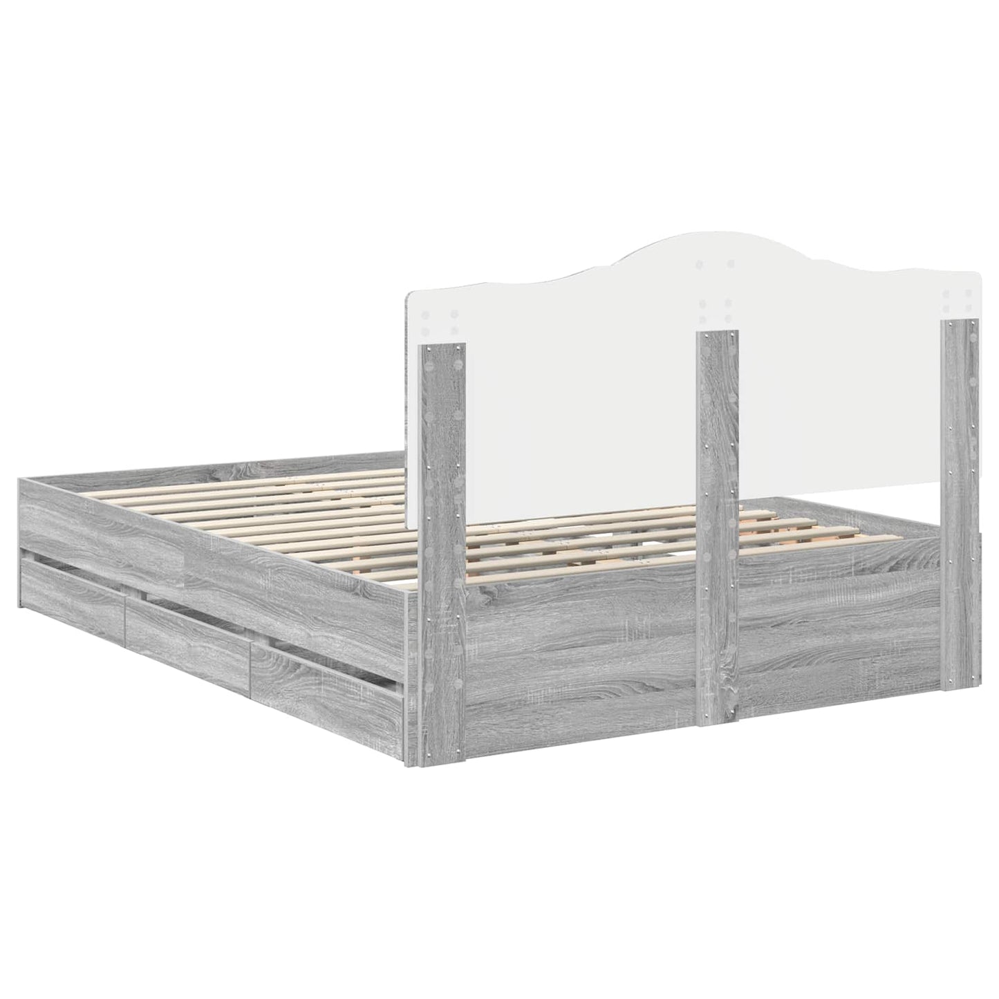 Bedframe met lade Grijze Sonoma 160 x 200 cm Ingenieurshout is nu te koop bij PeponiXL, paradijselijk wonen!