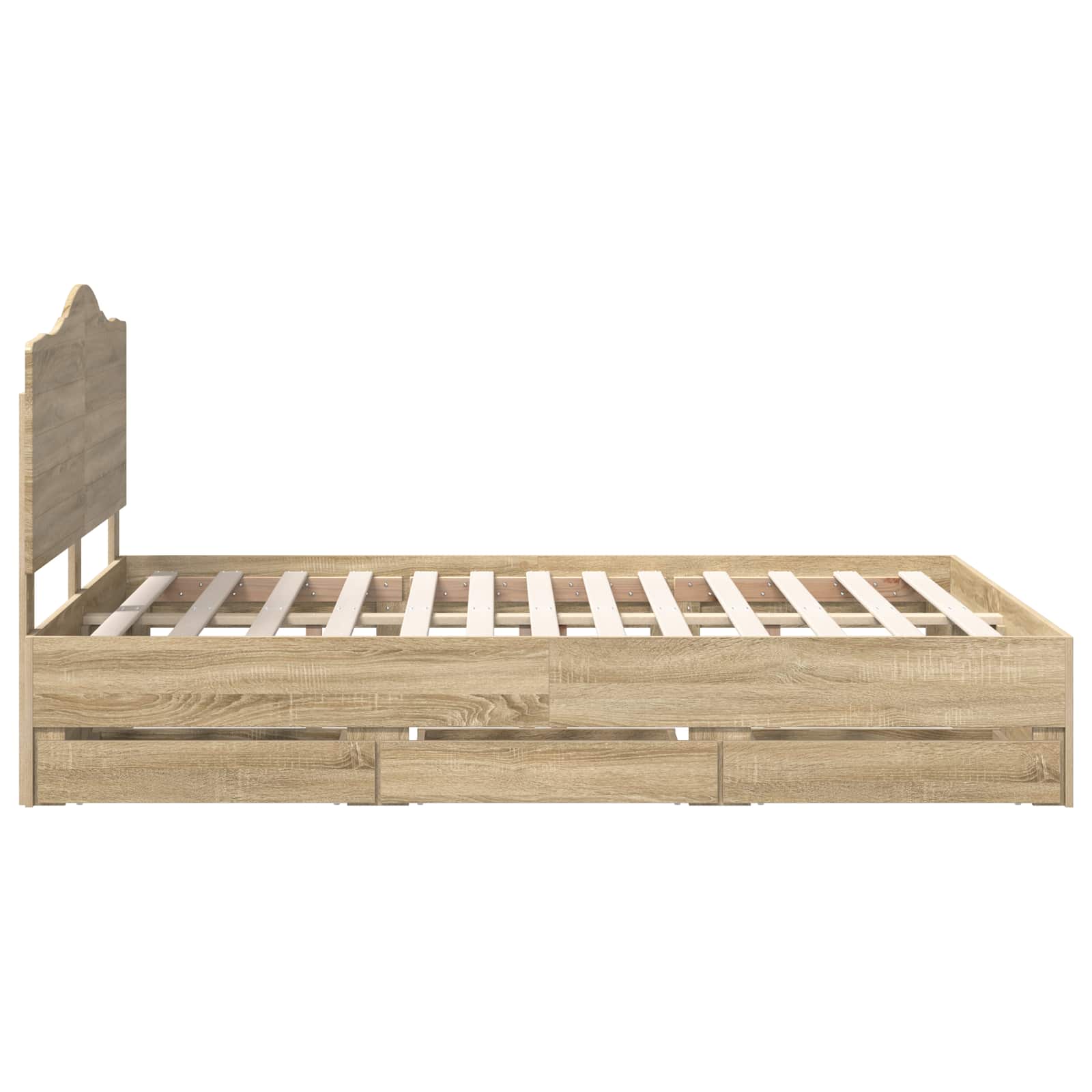 Bedframe met lade Sonoma Eiken 150 x 200 cm Ingenieurshout is nu te koop bij PeponiXL, paradijselijk wonen!