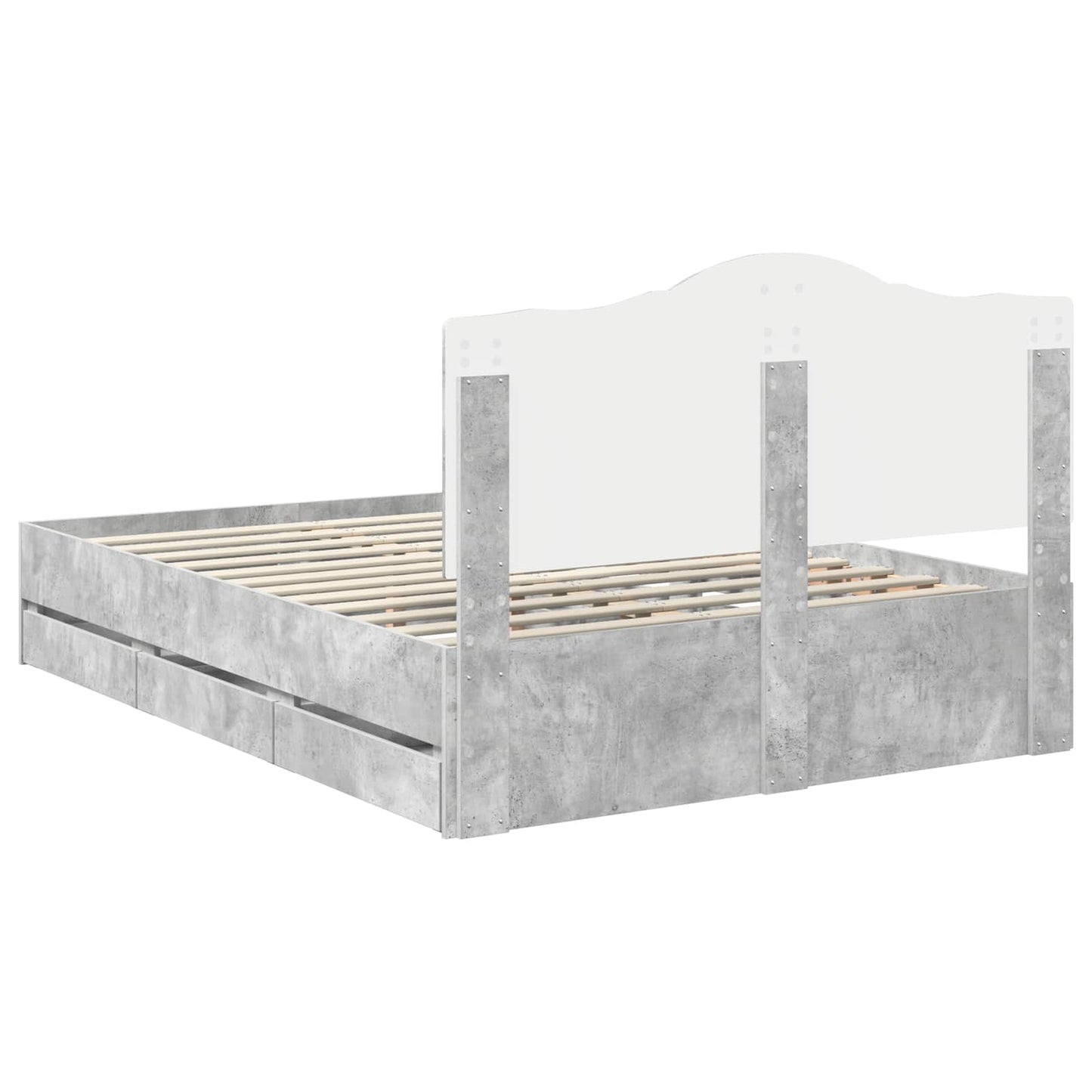 Bedframe met lade Betongrijs 150 x 200 cm Ingenieurshout is nu te koop bij PeponiXL, paradijselijk wonen!
