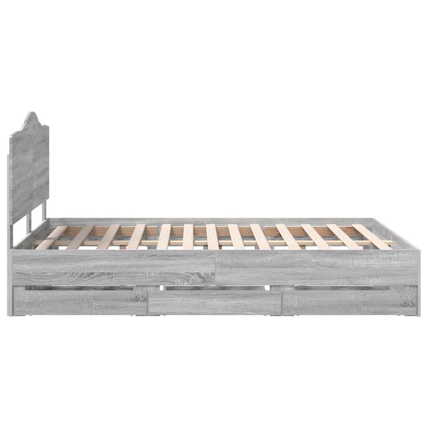 Bedframe met lade Grijze Sonoma 150 x 200 cm Ingenieurshout is nu te koop bij PeponiXL, paradijselijk wonen!