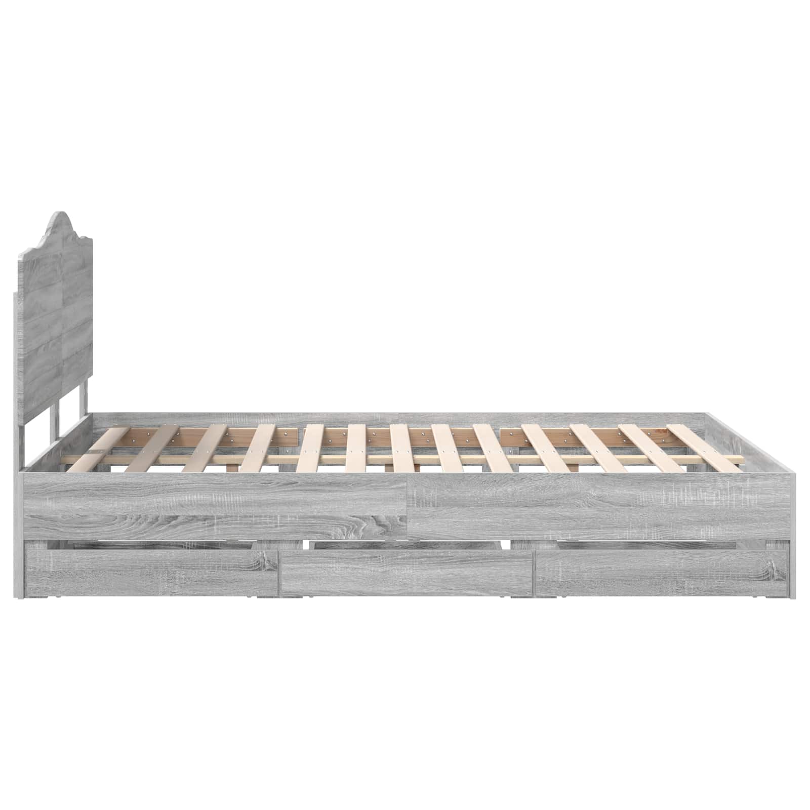 Bedframe met lade Grijze Sonoma 150 x 200 cm Ingenieurshout is nu te koop bij PeponiXL, paradijselijk wonen!