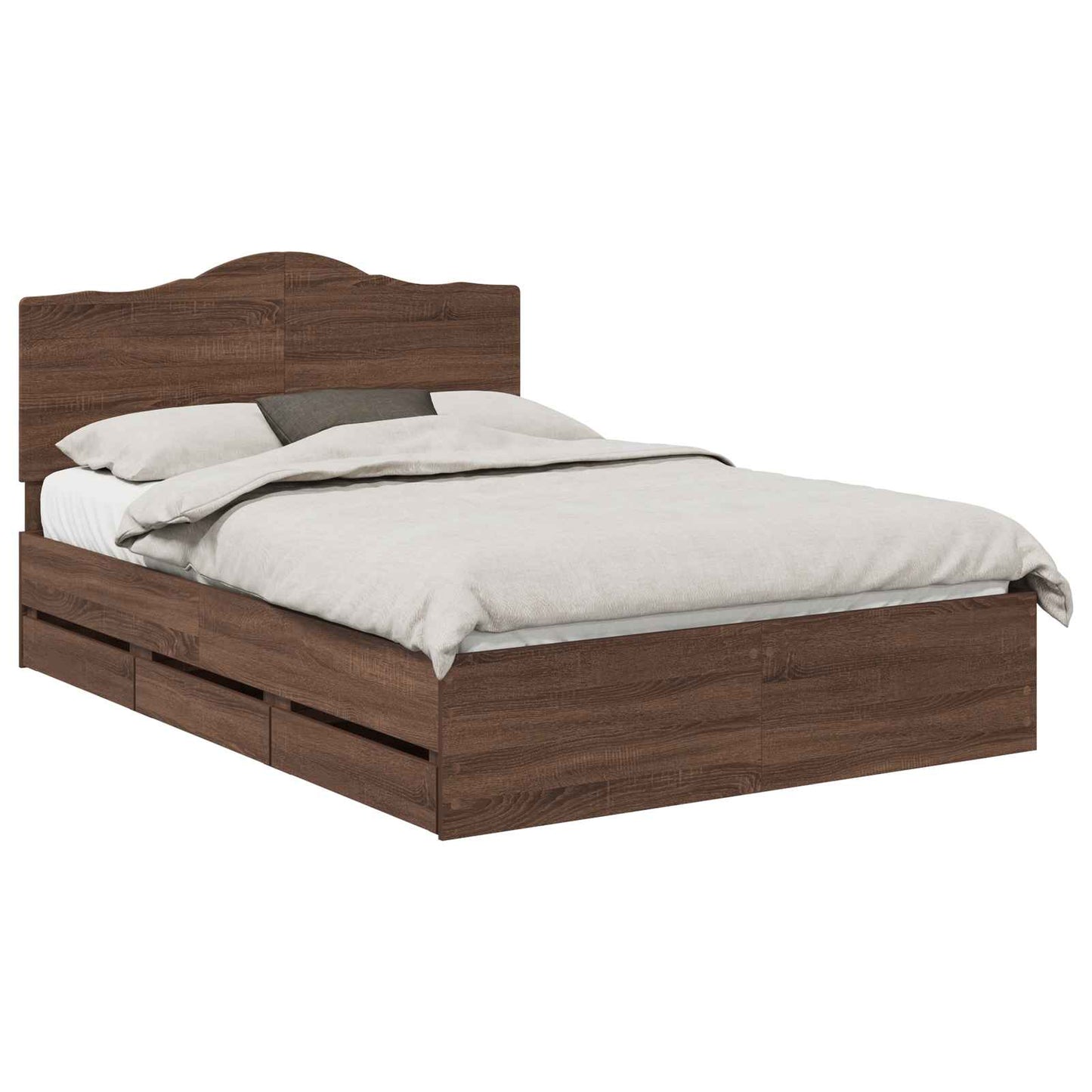 Bedframe met lade Bruin eiken 150 x 200 cm Ingenieurshout is nu te koop bij PeponiXL, paradijselijk wonen!