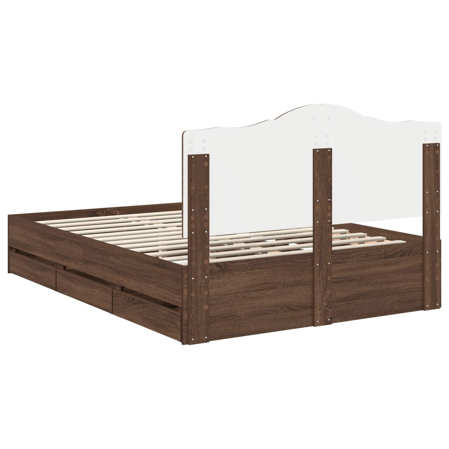 Bedframe met lade Bruin eiken 150 x 200 cm Ingenieurshout is nu te koop bij PeponiXL, paradijselijk wonen!