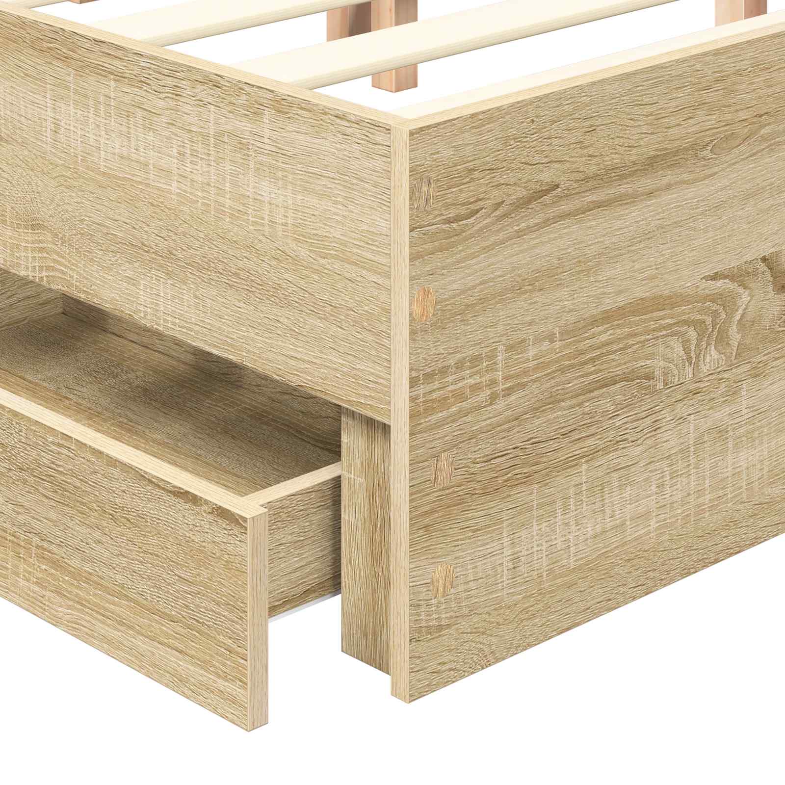 Bedframe met lade Sonoma Eiken 140 x 200 cm Ingenieurshout is nu te koop bij PeponiXL, paradijselijk wonen!