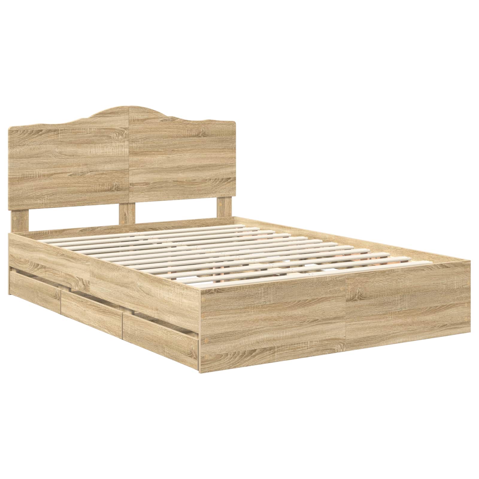 Bedframe met lade Sonoma Eiken 140 x 200 cm Ingenieurshout is nu te koop bij PeponiXL, paradijselijk wonen!