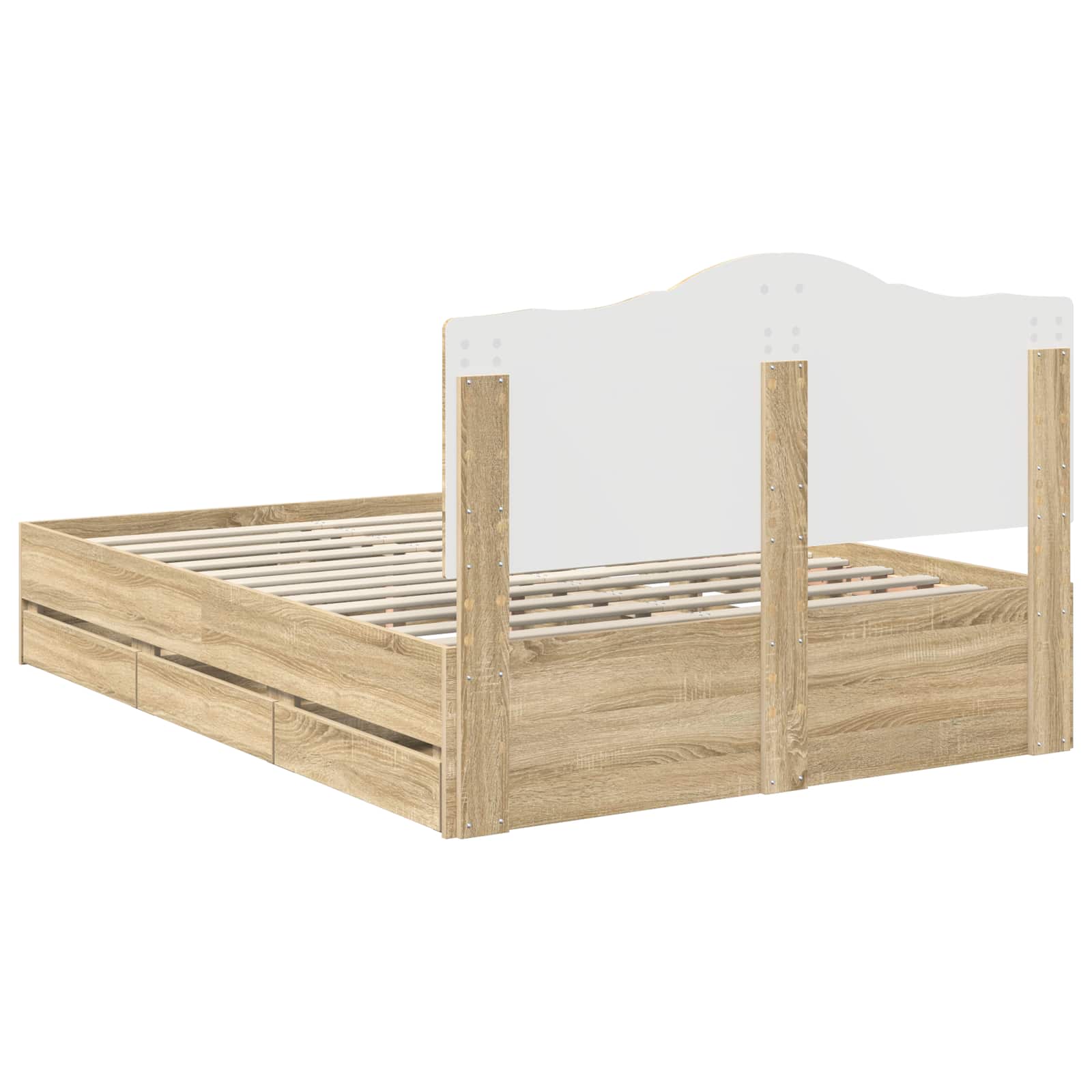 Bedframe met lade Sonoma Eiken 140 x 200 cm Ingenieurshout is nu te koop bij PeponiXL, paradijselijk wonen!