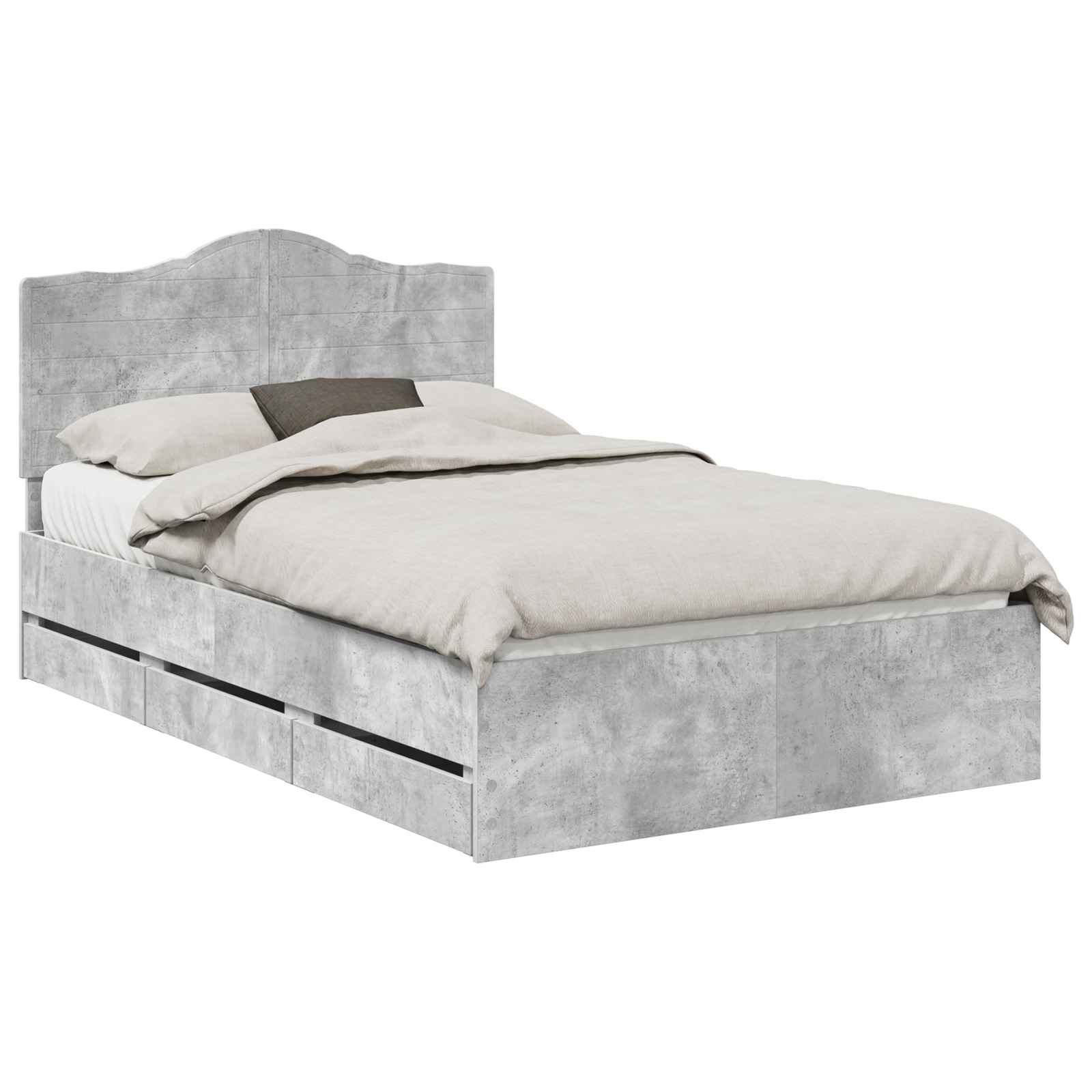 Bedframe met lade Beton Grijs 135 x 190 cm Ingenieurshout is nu te koop bij PeponiXL, paradijselijk wonen!