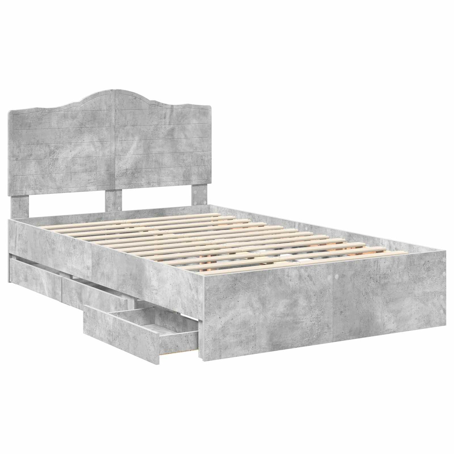 Bedframe met lade Beton Grijs 135 x 190 cm Ingenieurshout is nu te koop bij PeponiXL, paradijselijk wonen!