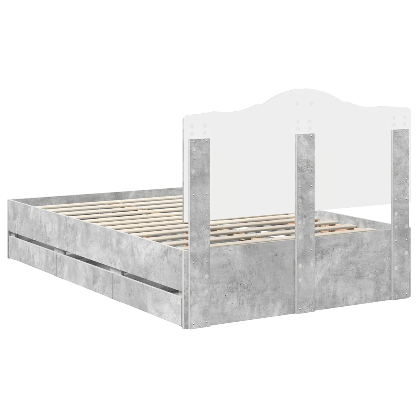 Bedframe met lade Beton Grijs 135 x 190 cm Ingenieurshout is nu te koop bij PeponiXL, paradijselijk wonen!