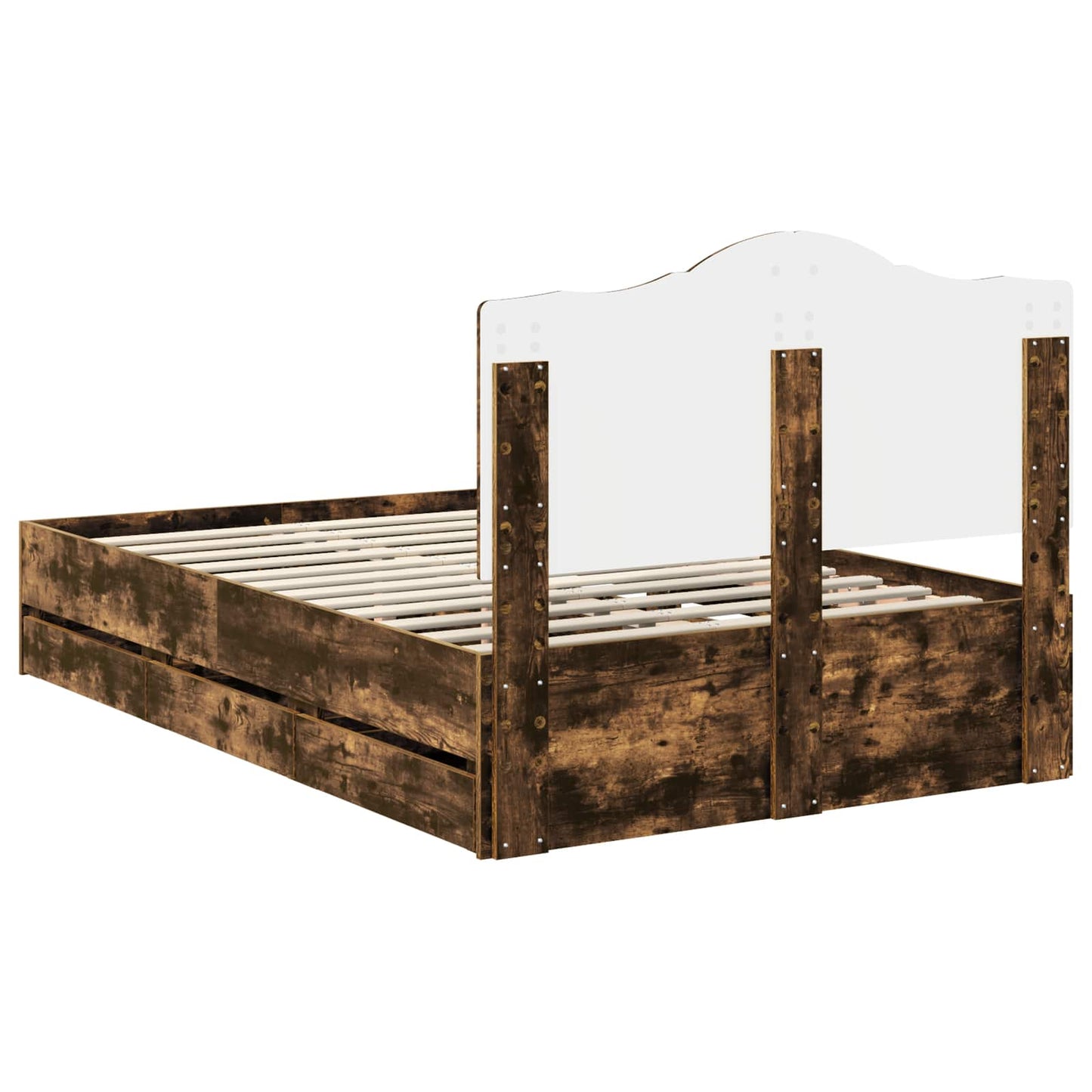 Bedframe met lade Gerookte Eik 135 x 190 cm Ingenieurshout is nu te koop bij PeponiXL, paradijselijk wonen!