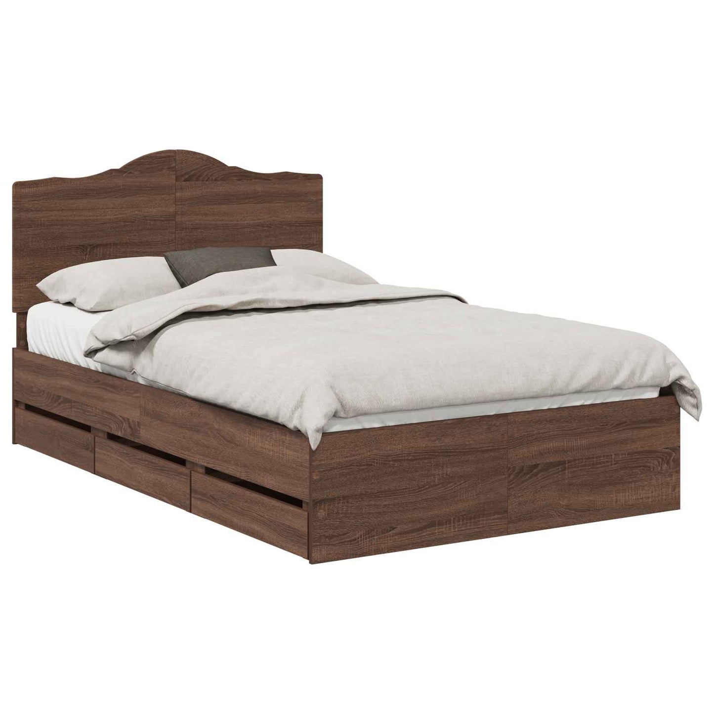 Bedframe met lade Bruin eiken 135 x 190 cm Ingenieurshout is nu te koop bij PeponiXL, paradijselijk wonen!