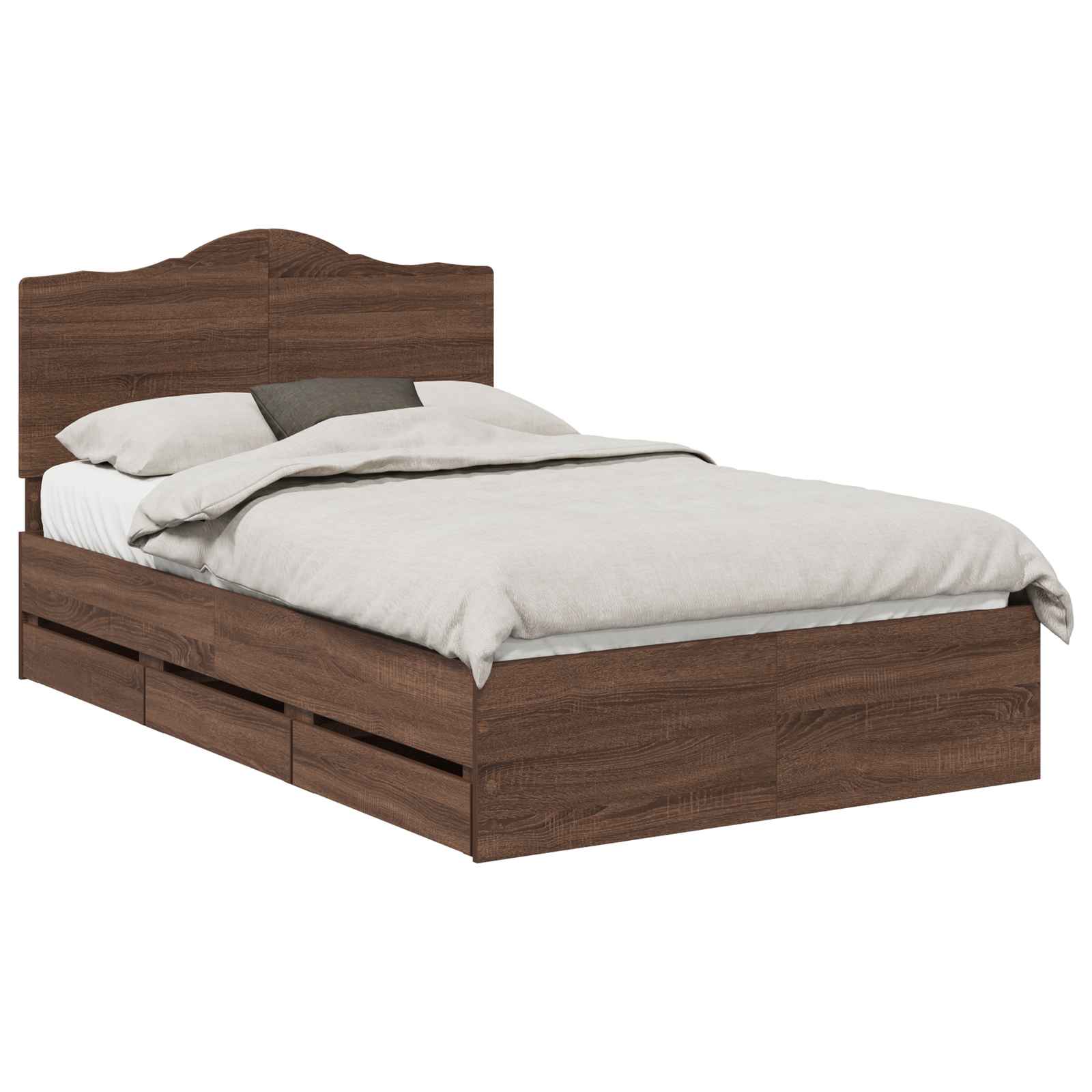 Bedframe met lade Bruin eiken 135 x 190 cm Ingenieurshout is nu te koop bij PeponiXL, paradijselijk wonen!
